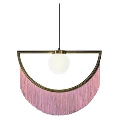 Wink Ceiling Lamp - Graphite Frame and Pastel Pink Fringe by Masquespacio