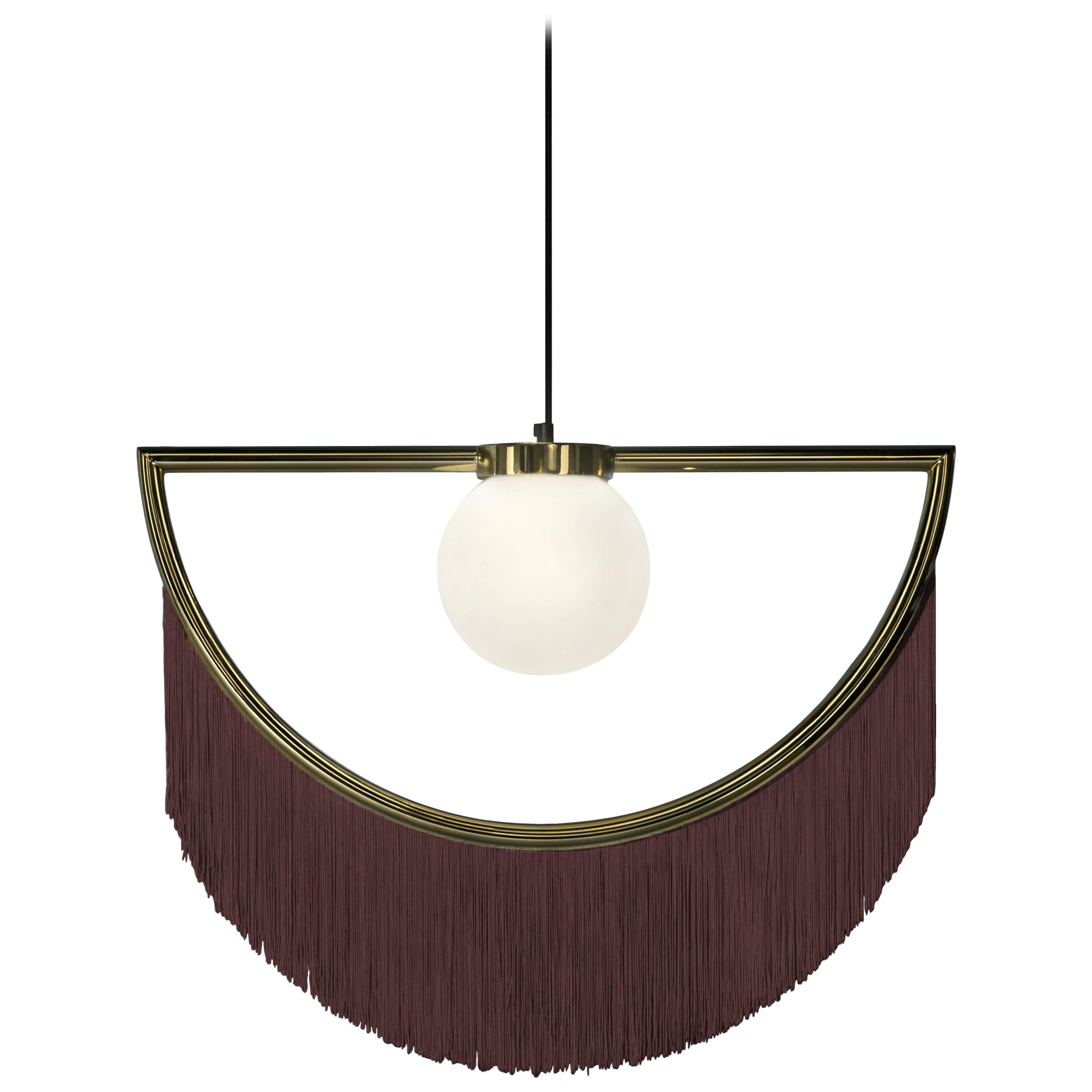 Wink Gold-Plated Pendant Lamp with Brown Fringes For Sale