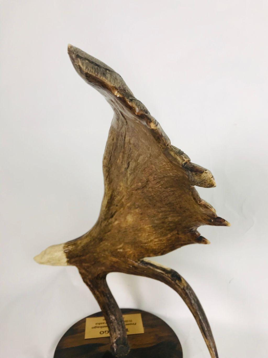 Contemporary Winnabago Native American Eagle Hand Carved Elk Horn Presented to Citgo