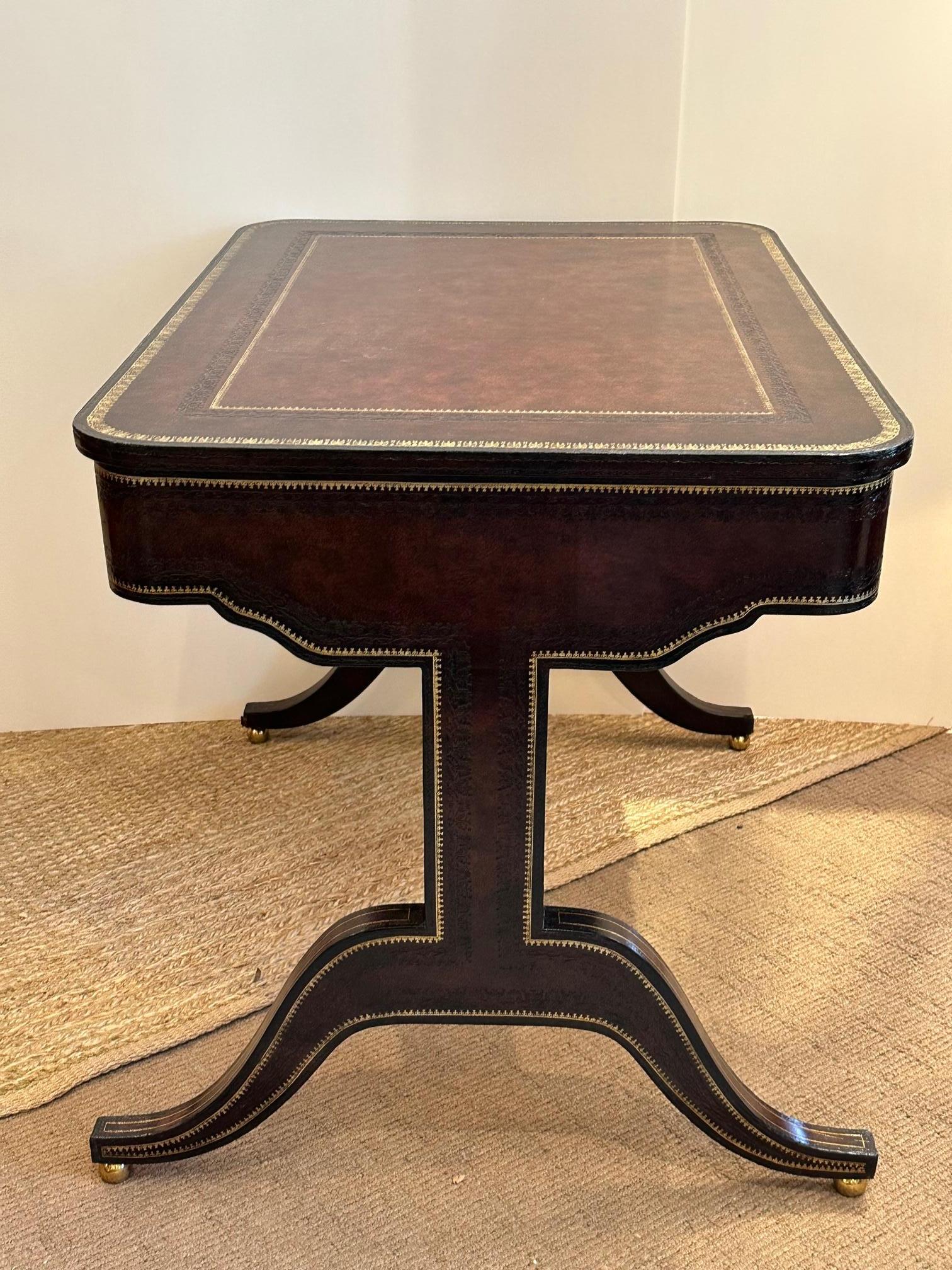 Winner Book Motif Leather Wrapped Maitland Smith Writing Desk 1