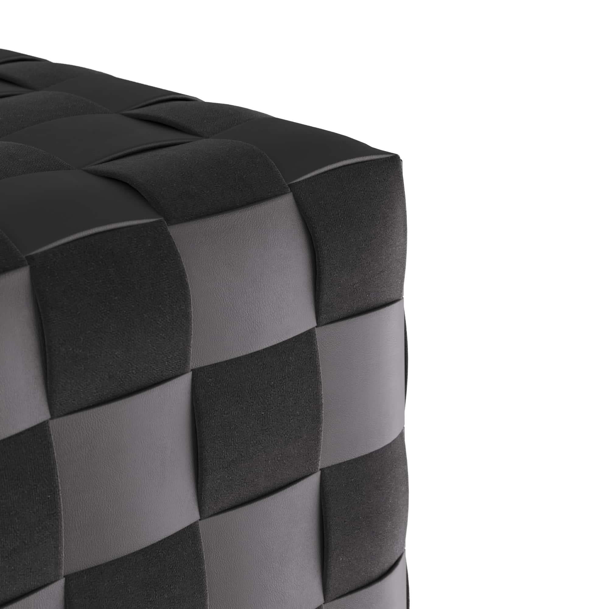 Brass Winnetka Ottoman FOI04 - Black Leather For Sale