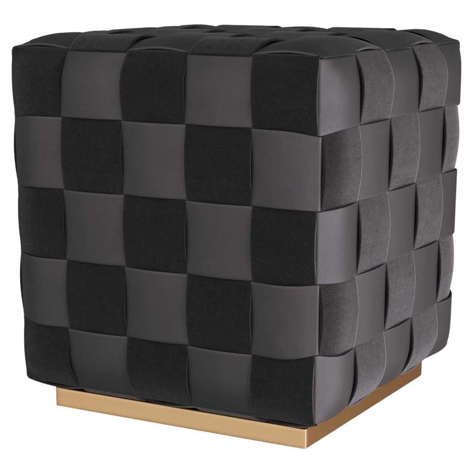 Forsyth Large Ottoman in Black Leather