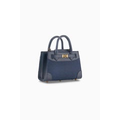 Winnie Handbag Mini Dark Blue Denim and Navy Leather