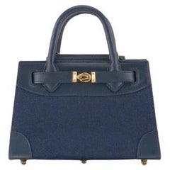 Winnie Handbag Mini Dark Blue Denim and Navy Leather