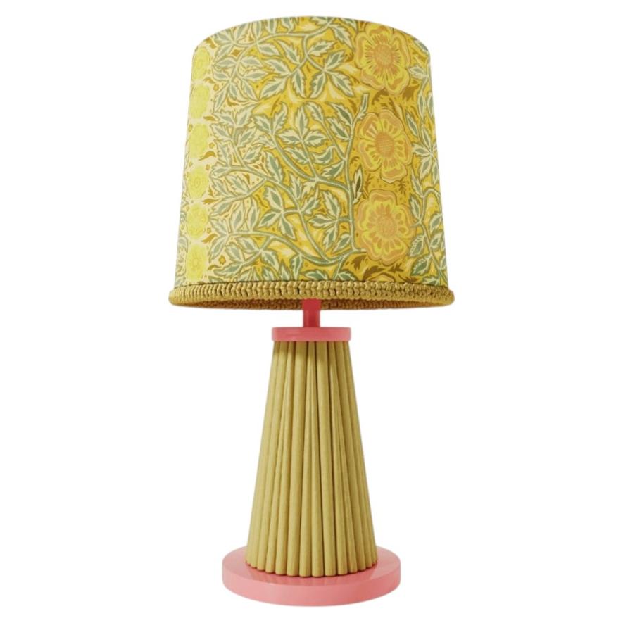 Winnie Table Lamp in Rattan, Wood and Printed Cotton by POPUS EDITIONS