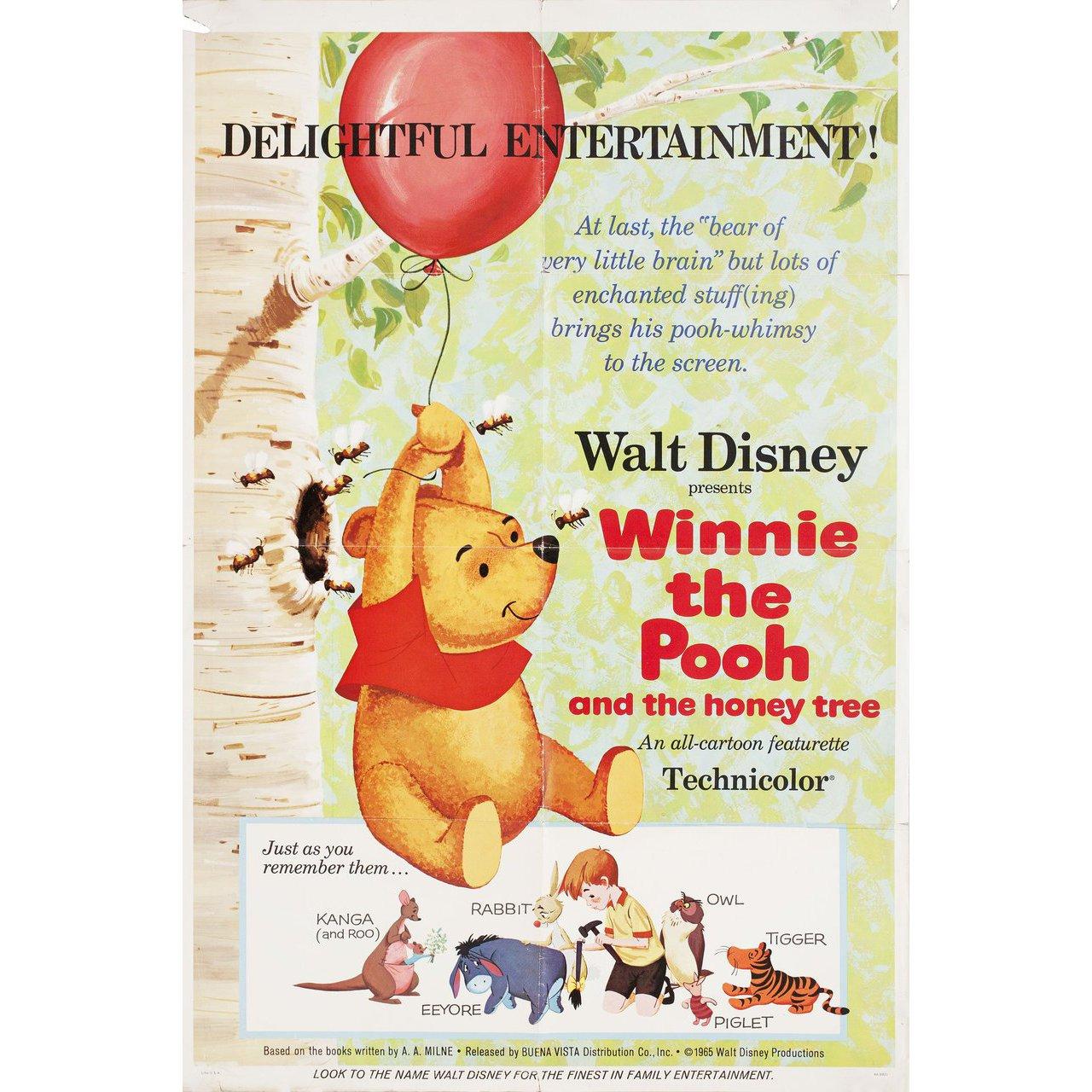 Original 1966 U.S. one sheet poster for the film ‘Winnie the Pooh and the Honey Tree’ directed by Wolfgang Reitherman with Sterling Holloway / Junius Matthews / Hal Smith / Howard Morris. Very good condition, folded with edge & fold wear. Many