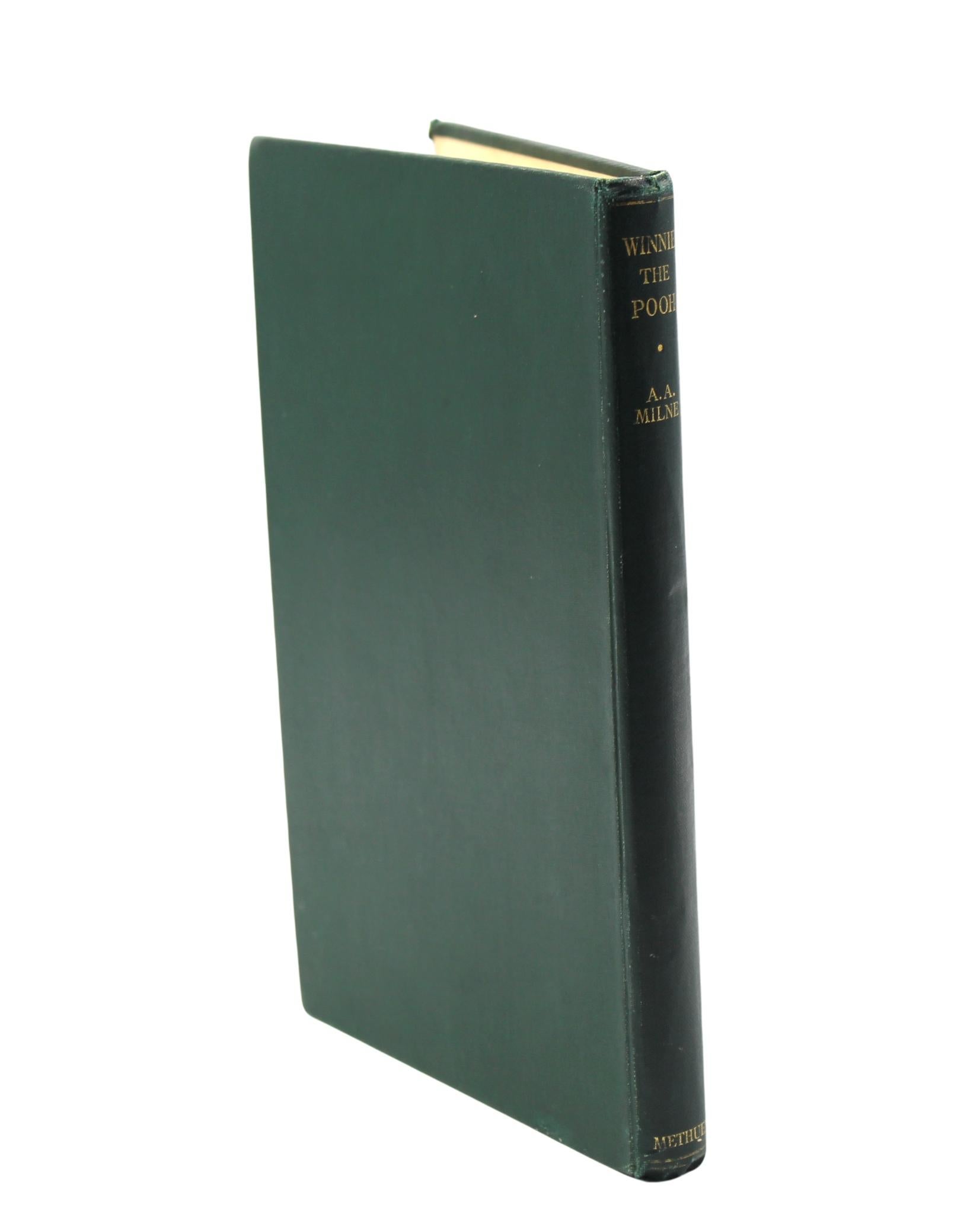 Milne, A. A. Winnie the Pooh. London: Methuen & Co., (1926). First edition, first printing. Illustrated by E. H. Shepard. In the publisher's original gilt-stamped green cloth boards, with top edge gilt, pictorial pastedowns and endpapers. New