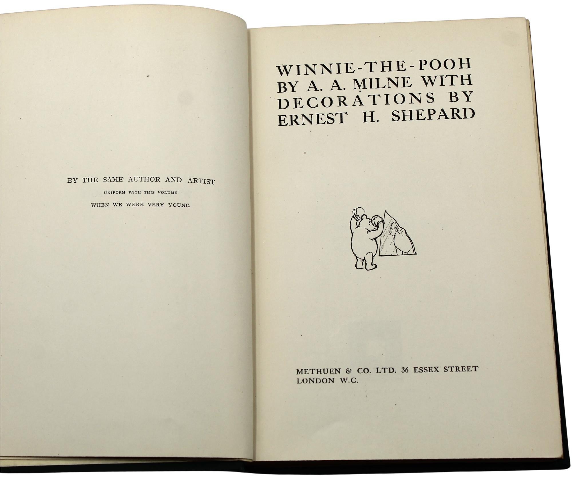 Winnie The Pooh by A. A. Milne, First Edition, 1926 with A. A. Milne Signature In Good Condition In Colorado Springs, CO