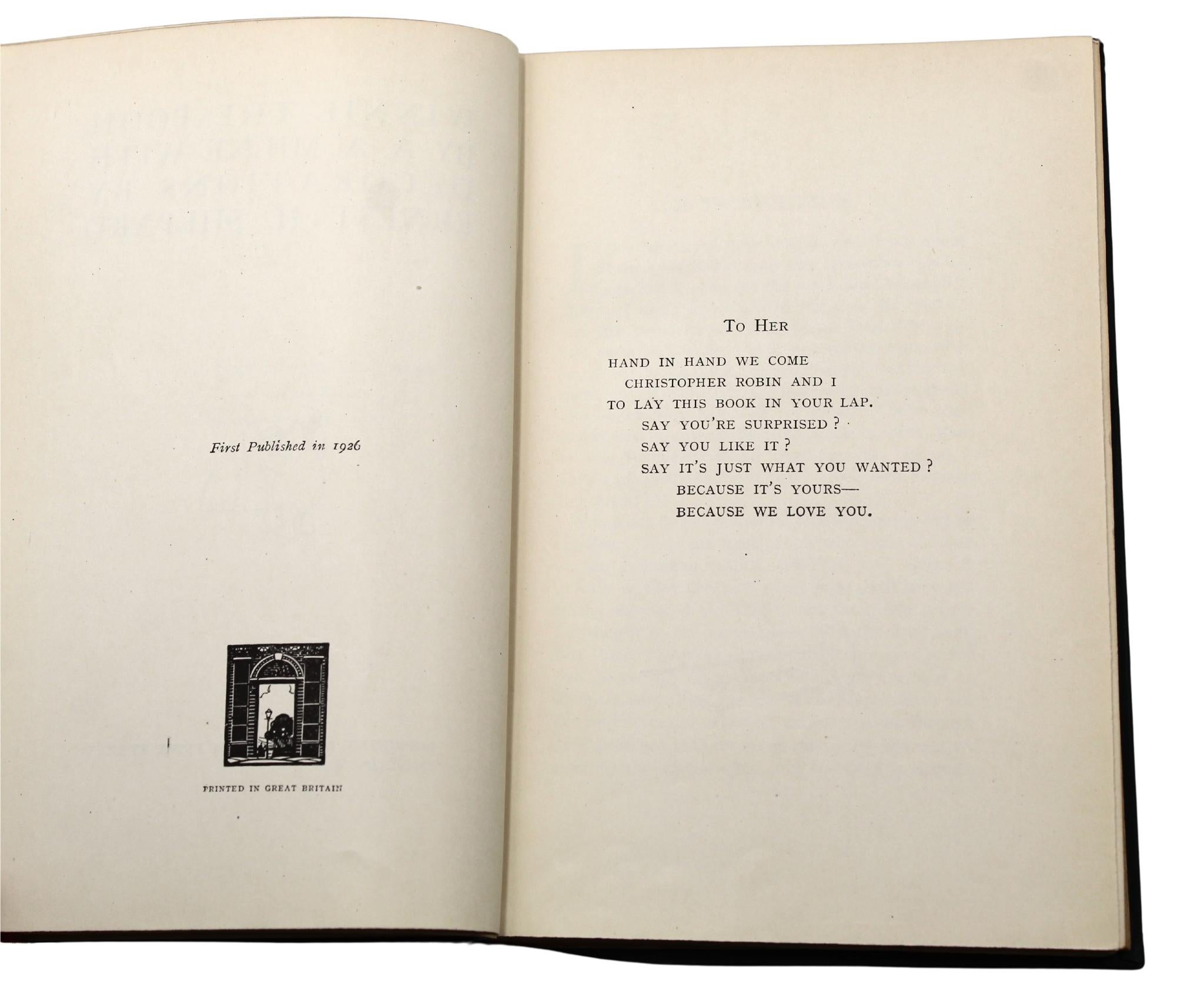 Early 20th Century Winnie The Pooh by A. A. Milne, First Edition, 1926 with A. A. Milne Signature