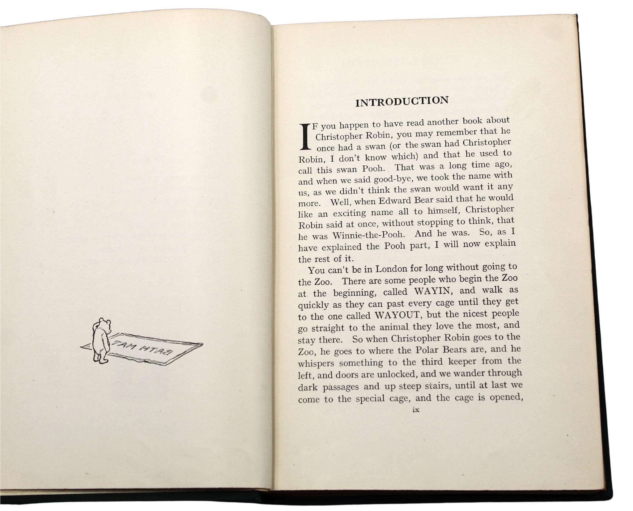 Leather Winnie The Pooh by A. A. Milne, First Edition, 1926 with A. A. Milne Signature