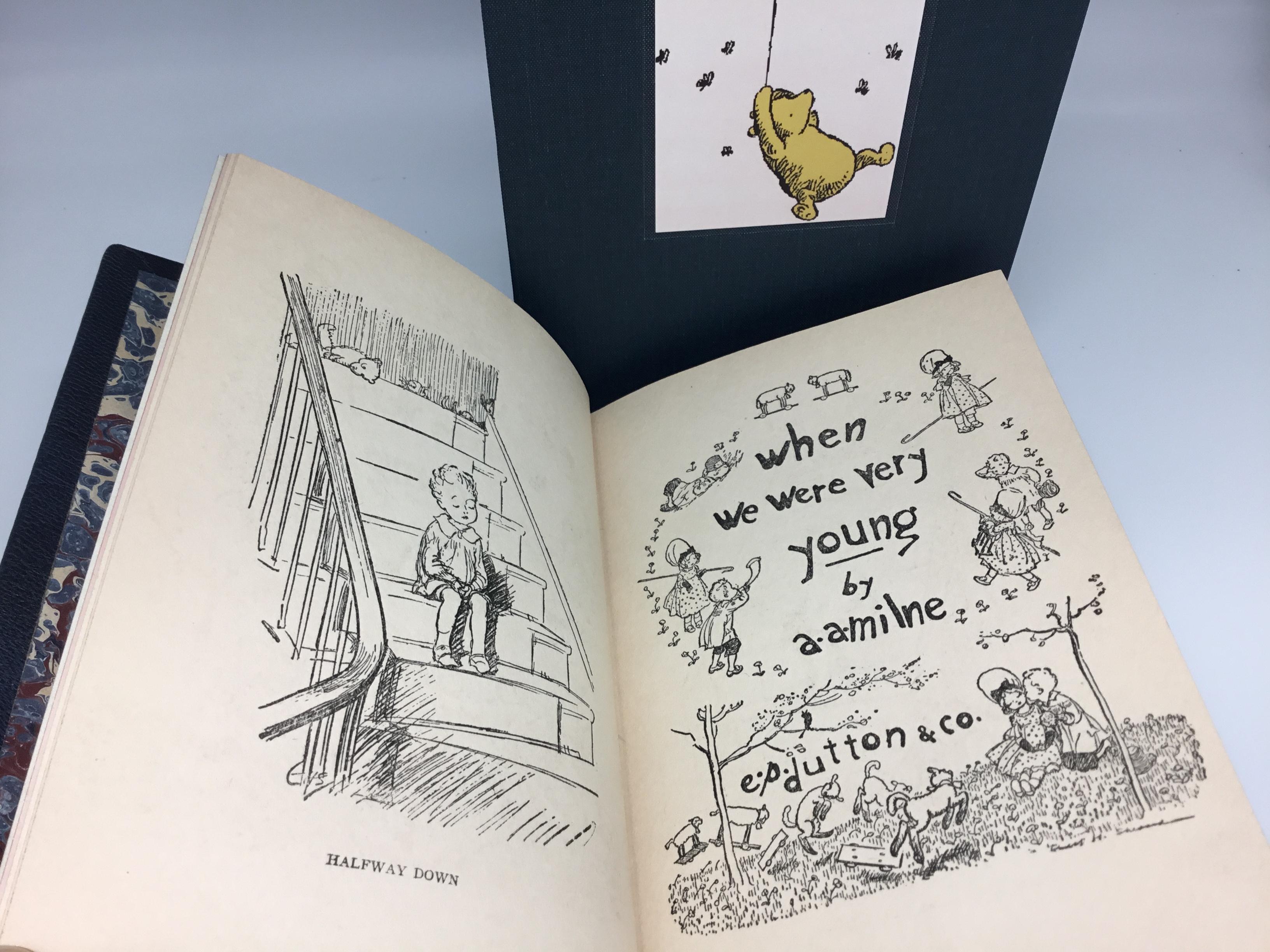 Early 20th Century Winnie the Pooh Set of American First Editions in Special Leather Bindings