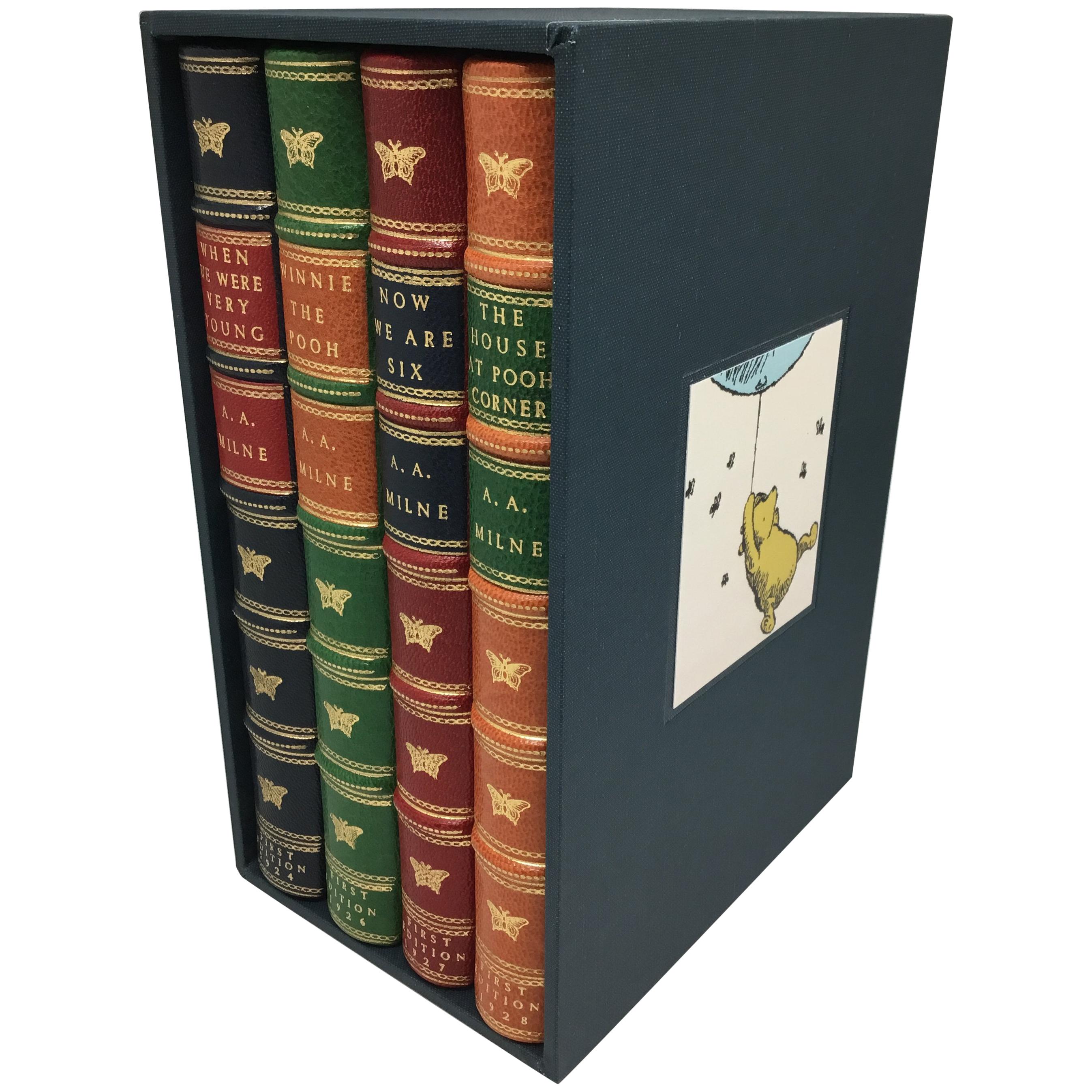 Winnie the Pooh Set of American First Editions in Special Leather Bindings