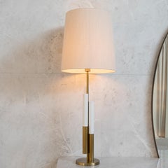 Minimalist Winnow Wood White Lacquer Table Lamp by Caffe Latte