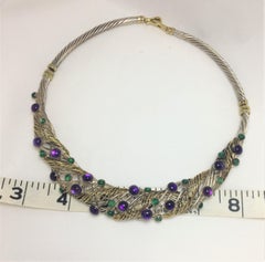 Winograd Multi-Stone 18 Karat Yellow Gold and Silver Necklace