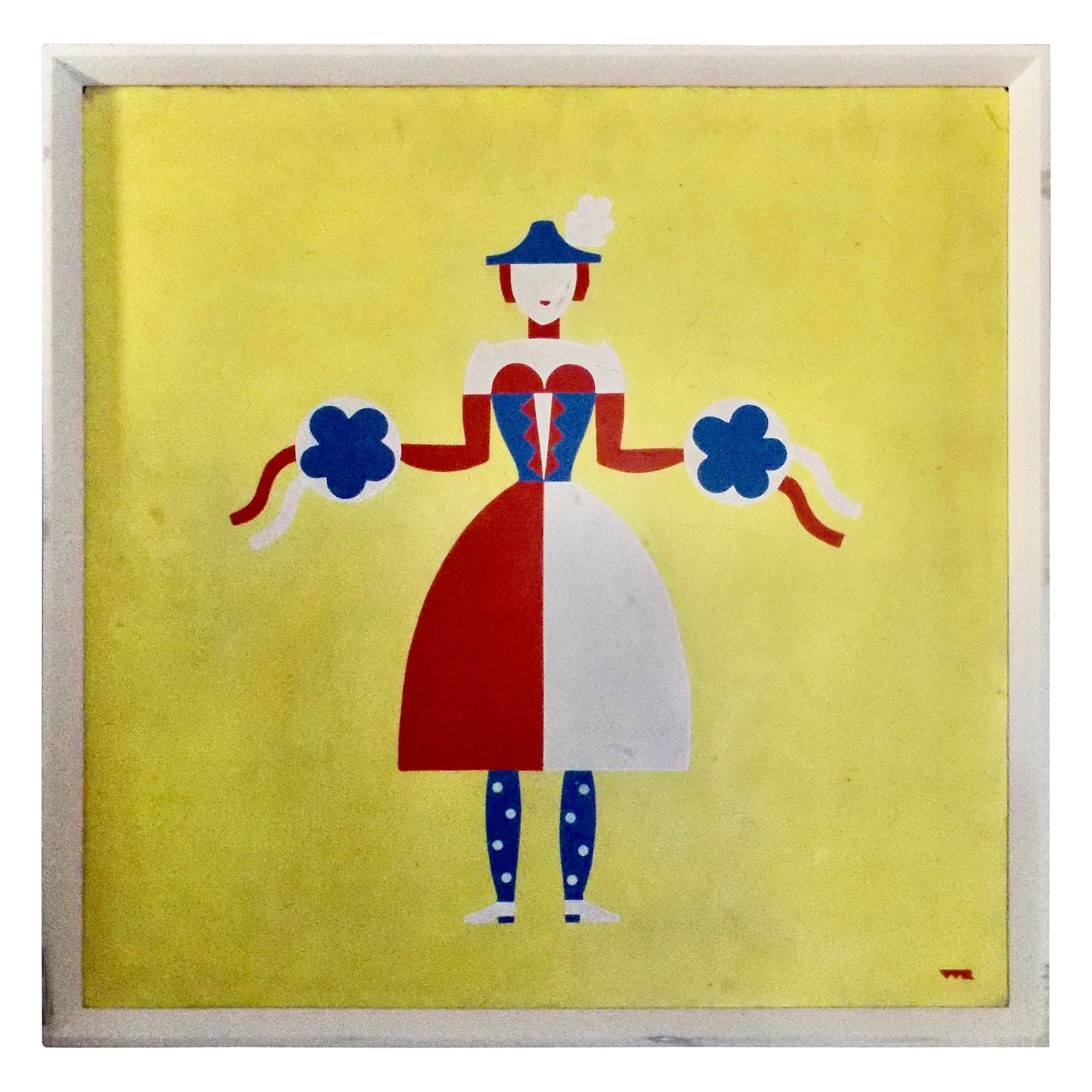 Art déco Plateau de table de restaurant Longchamps en collage moderniste allemand/américain de Winold Reiss en vente