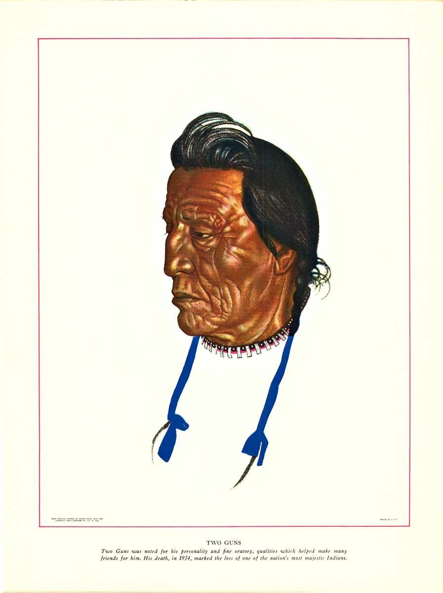 Indios Pies Negros, Ferrocarril Great Northern 14 grabados - Print realista estadounidense de Winold Reiss