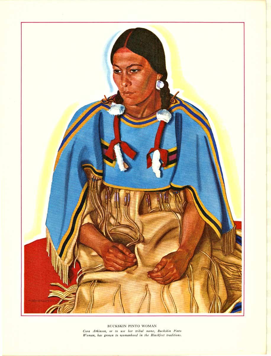 Indios Pies Negros, Ferrocarril Great Northern 14 grabados - Figurative Print Beige de Winold Reiss