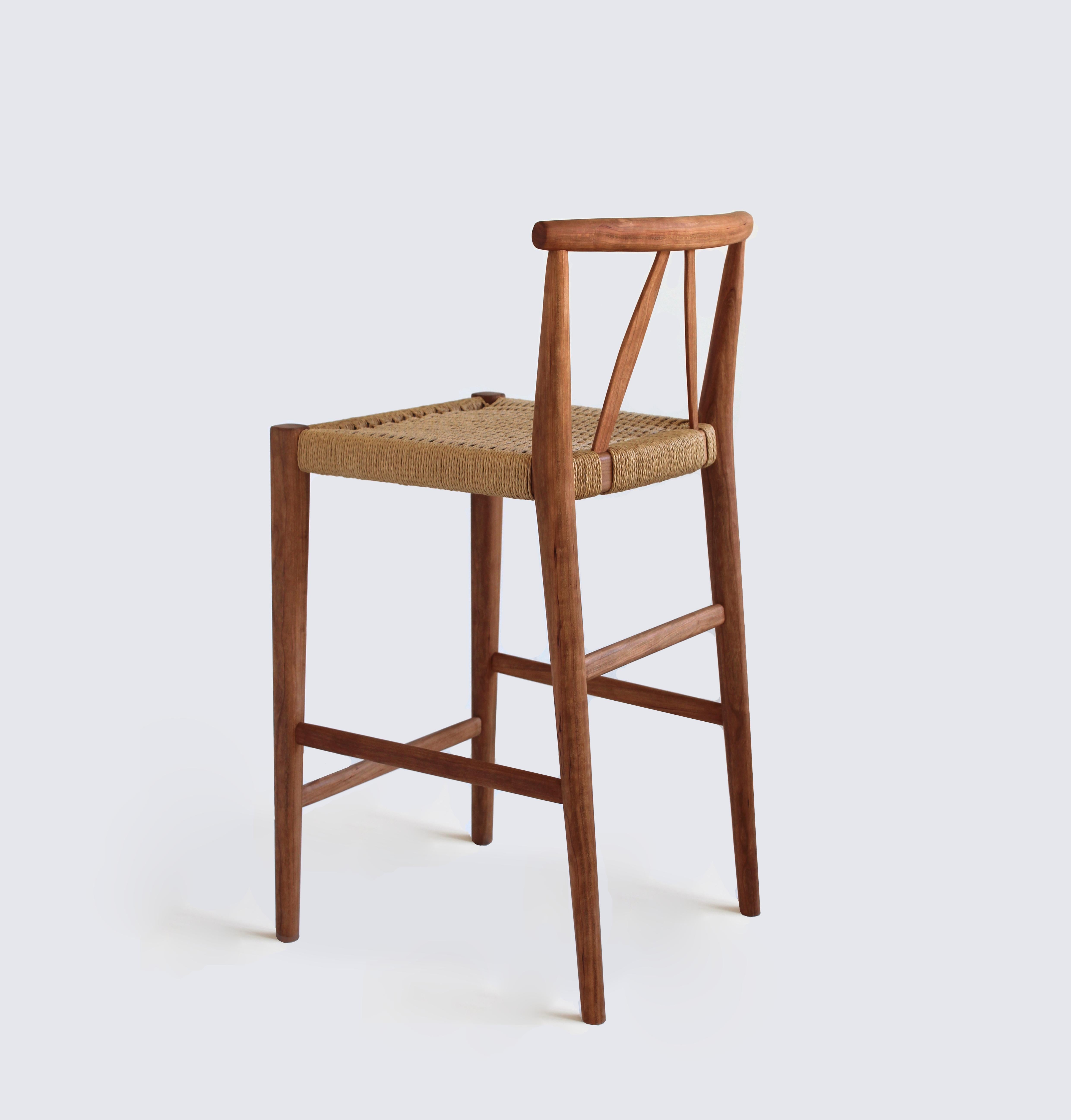 Scandinavian Modern Winona Counter Stool with Danish Cord Woven Seat by Kierstin Siegl For Sale
