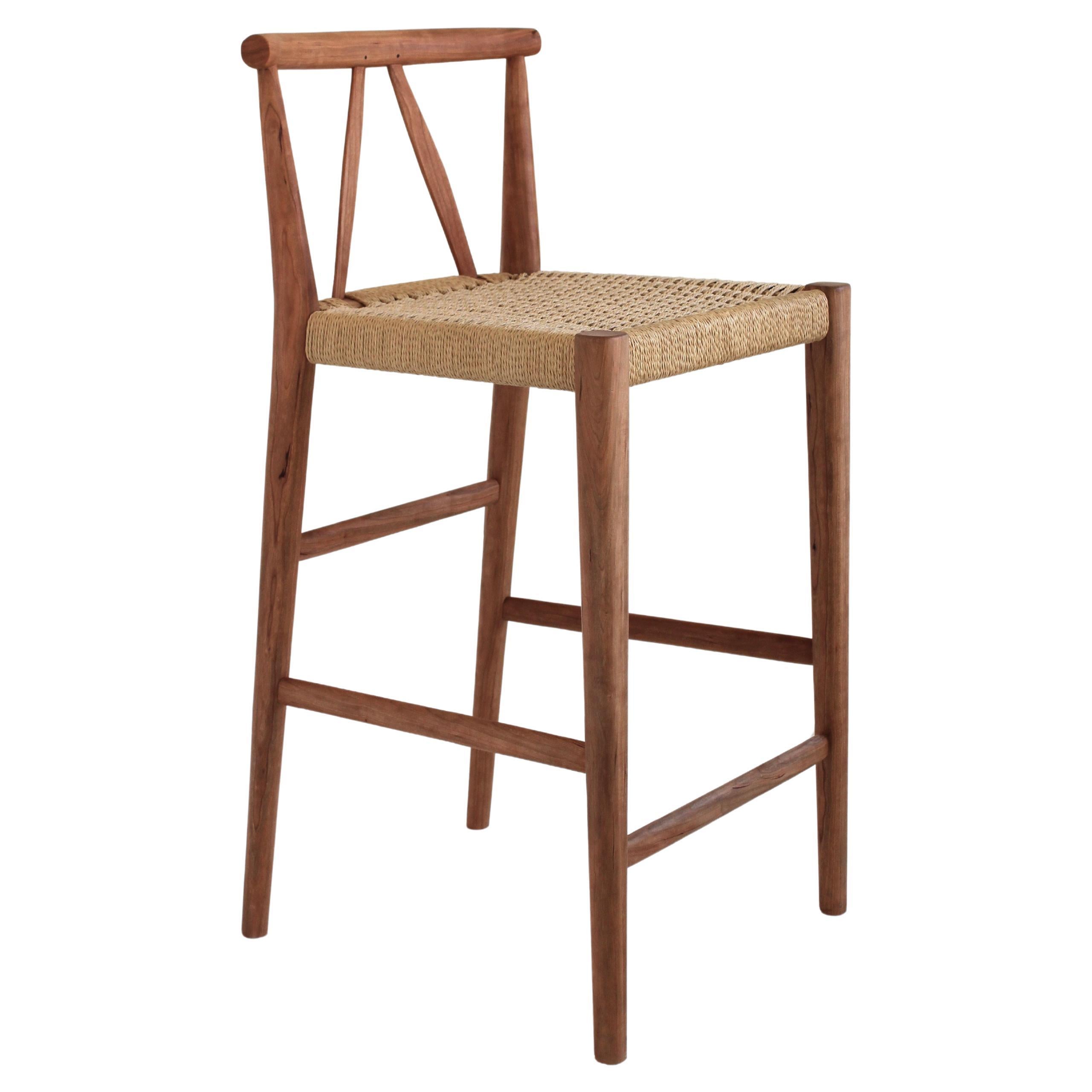 Winona Counter Stool with Danish Cord Woven Seat by Kierstin Siegl For Sale