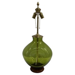 Winslow Andersen for Blenko "Pinched" Green Glass Table Lamp