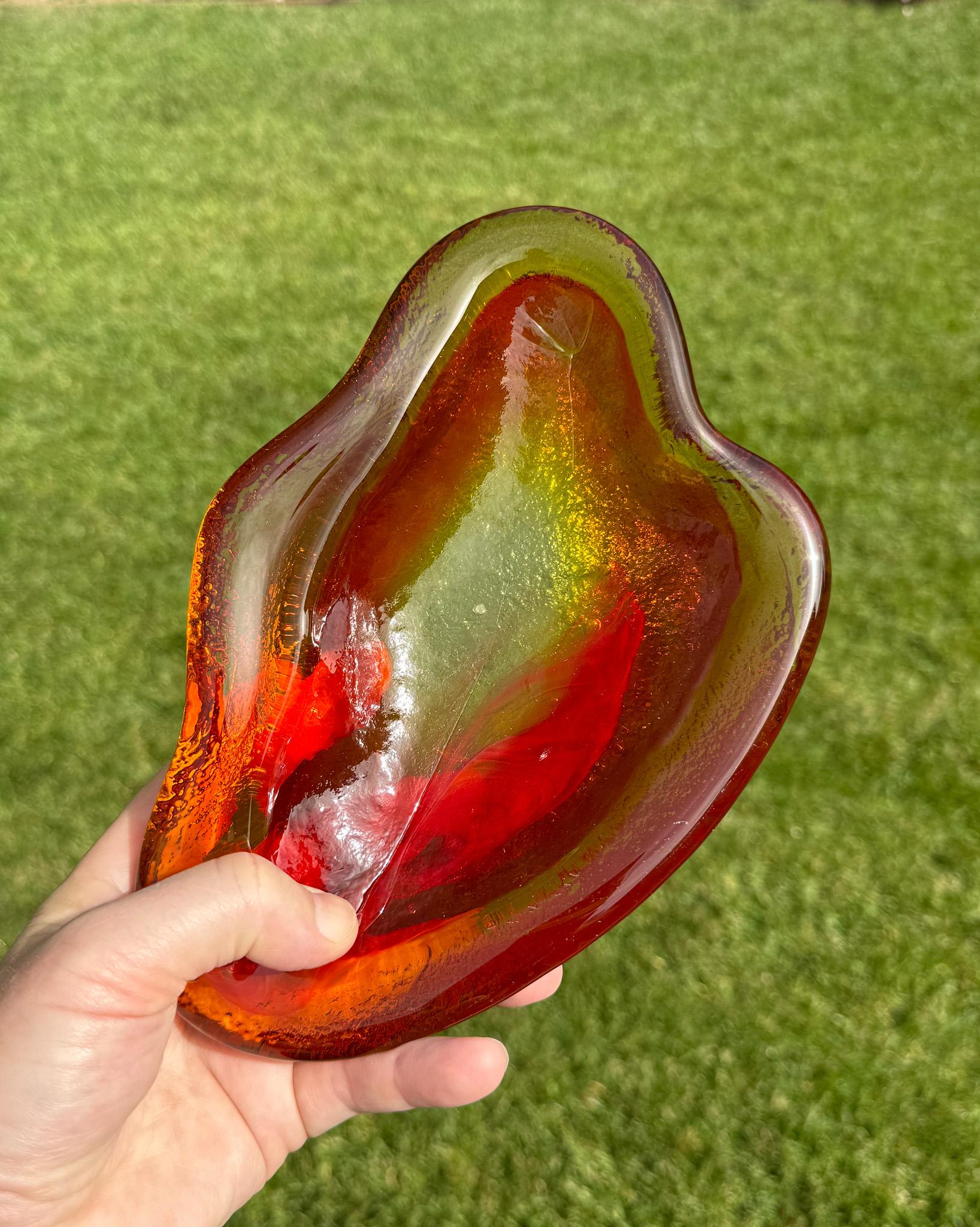 Winslow Anderson Handmade Amoeba Freeform Glass Bowl / Tray for Blenko, c.1965 For Sale 4