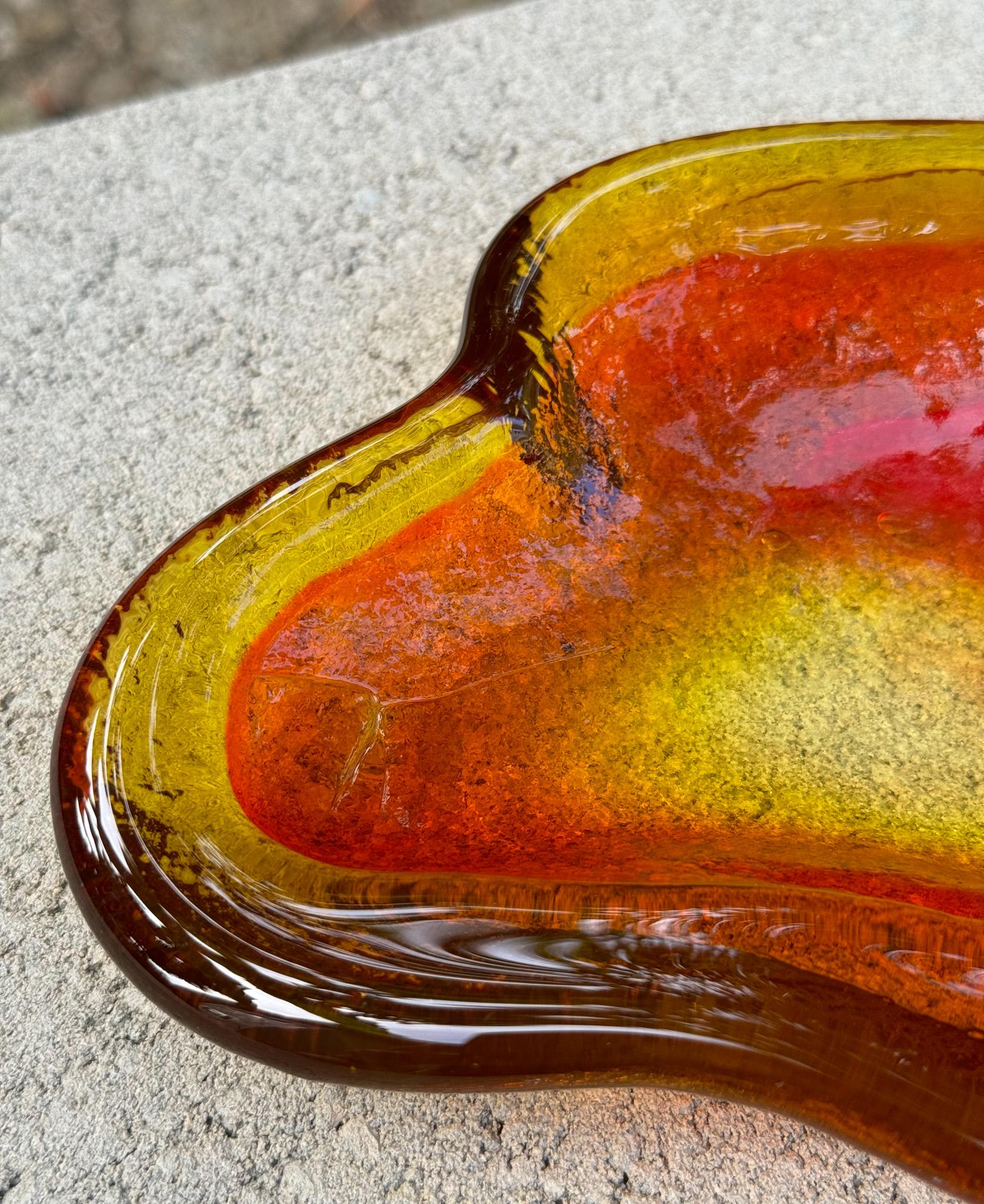 Winslow Anderson Handmade Amoeba Freeform Glass Bowl / Tray for Blenko, c.1965 For Sale 6