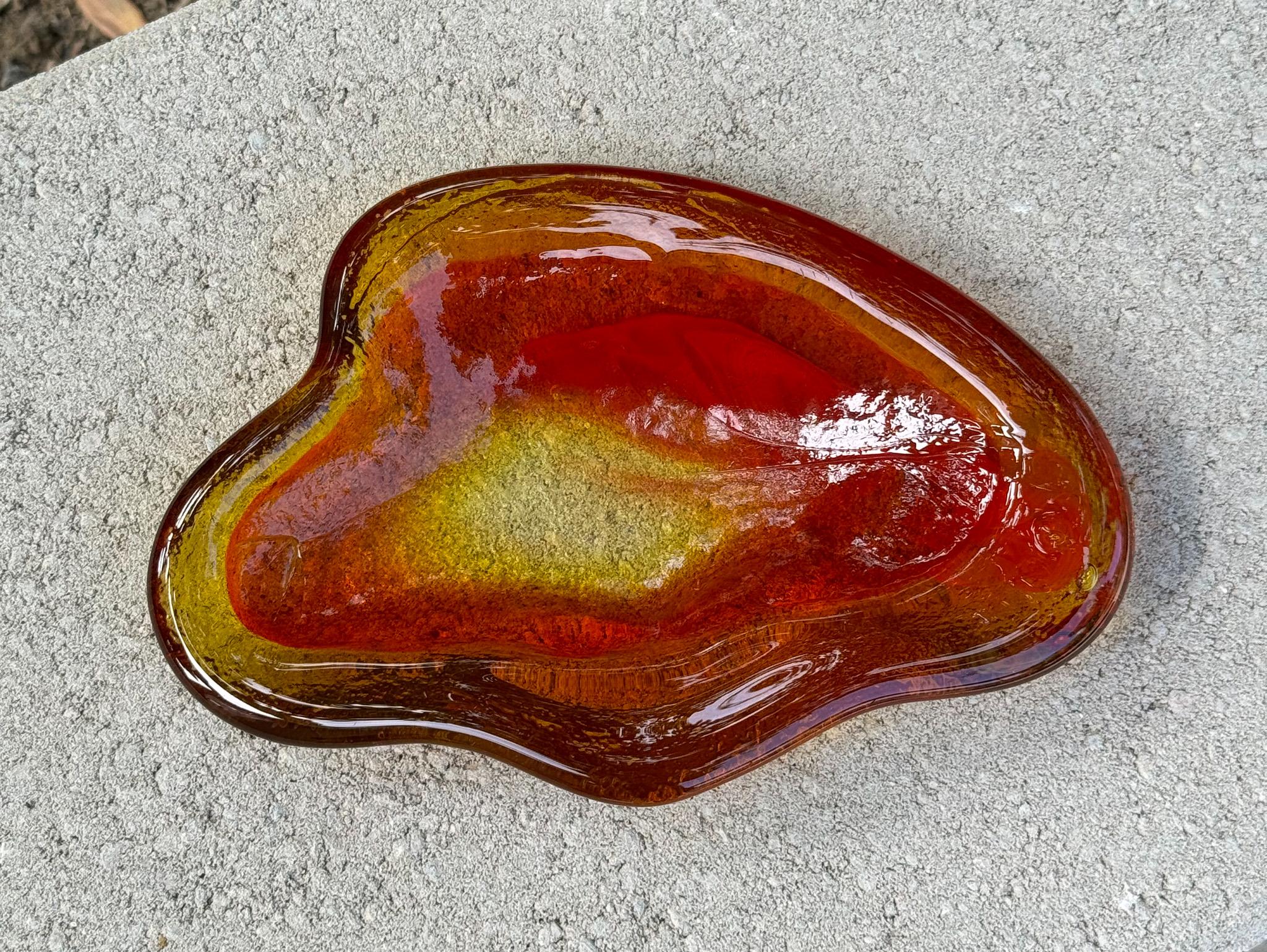 Winslow Anderson Handmade Amoeba Freeform Glass Bowl / Tray for Blenko, United States, c.1965.
