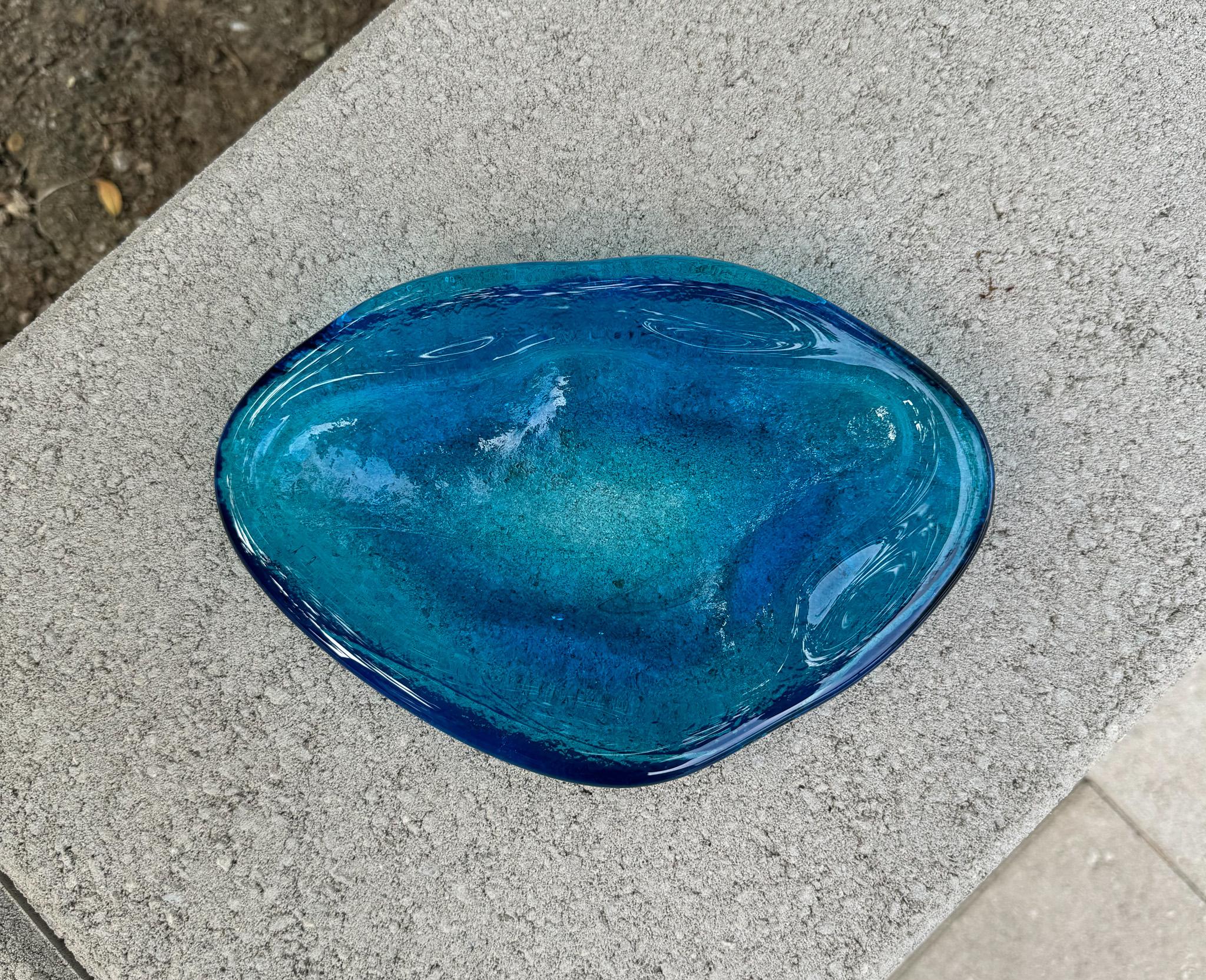 20th Century Winslow Anderson Handmade Amoeba Freeform Glass Bowl / Tray for Blenko, c.1965