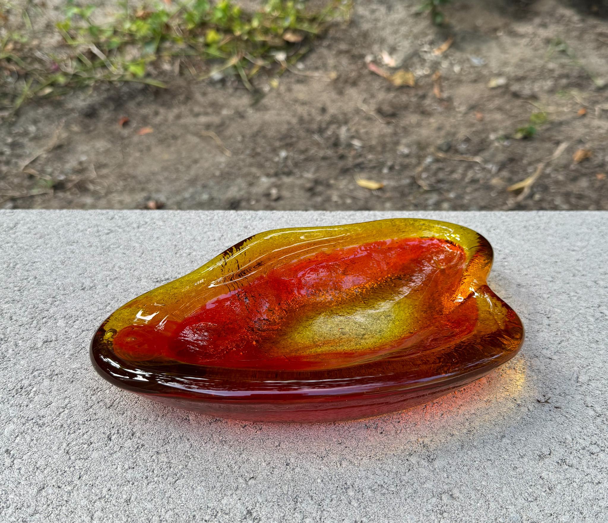 Winslow Anderson Handmade Amoeba Freeform Glass Bowl / Tray for Blenko, c.1965 For Sale 1