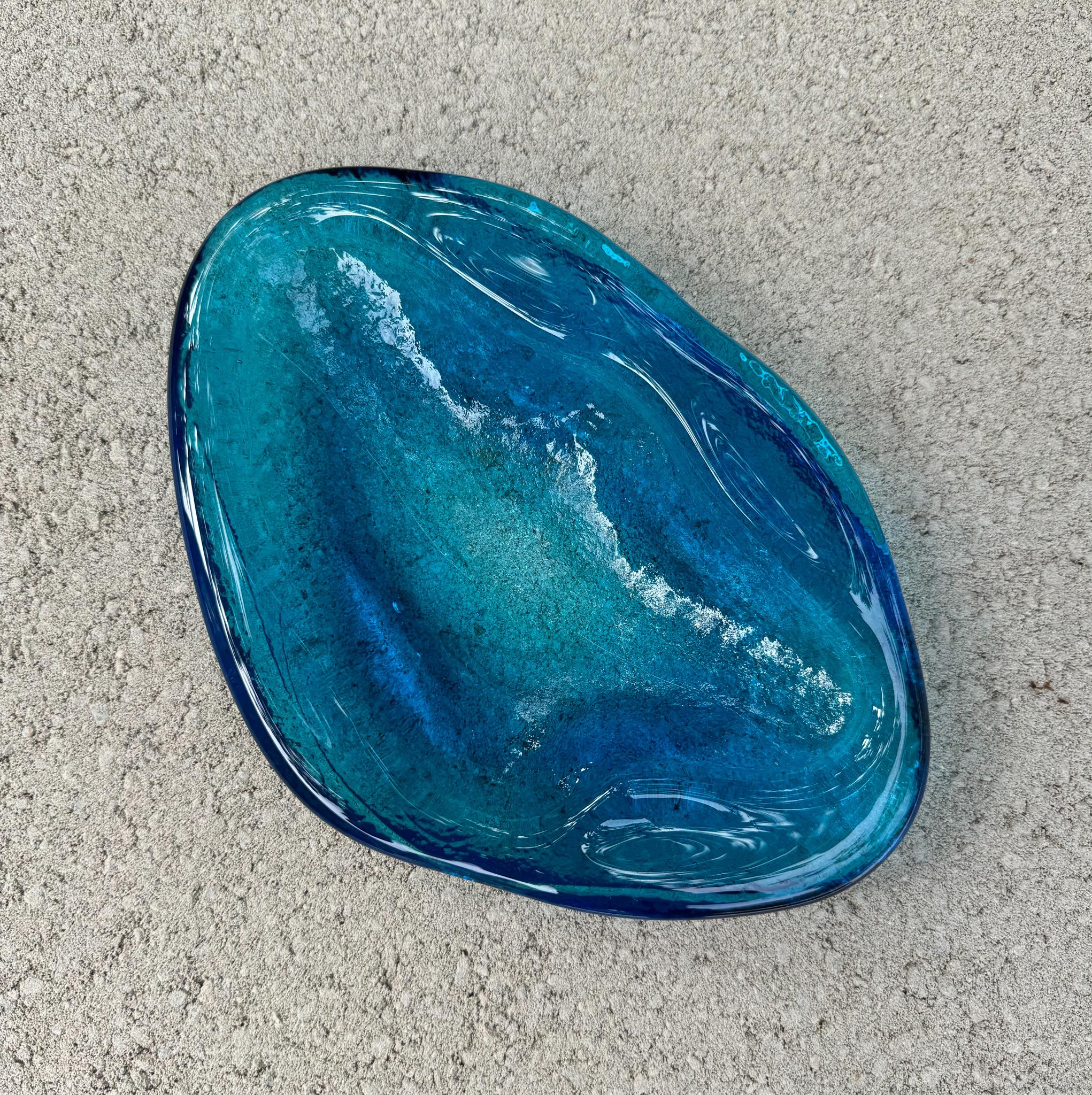 Winslow Anderson Handmade Amoeba Freeform Glass Bowl / Tray for Blenko, c.1965 2