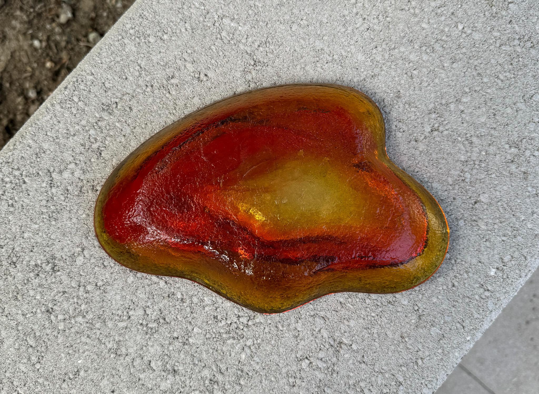 Winslow Anderson Handmade Amoeba Freeform Glass Bowl / Tray for Blenko, c.1965 For Sale 3