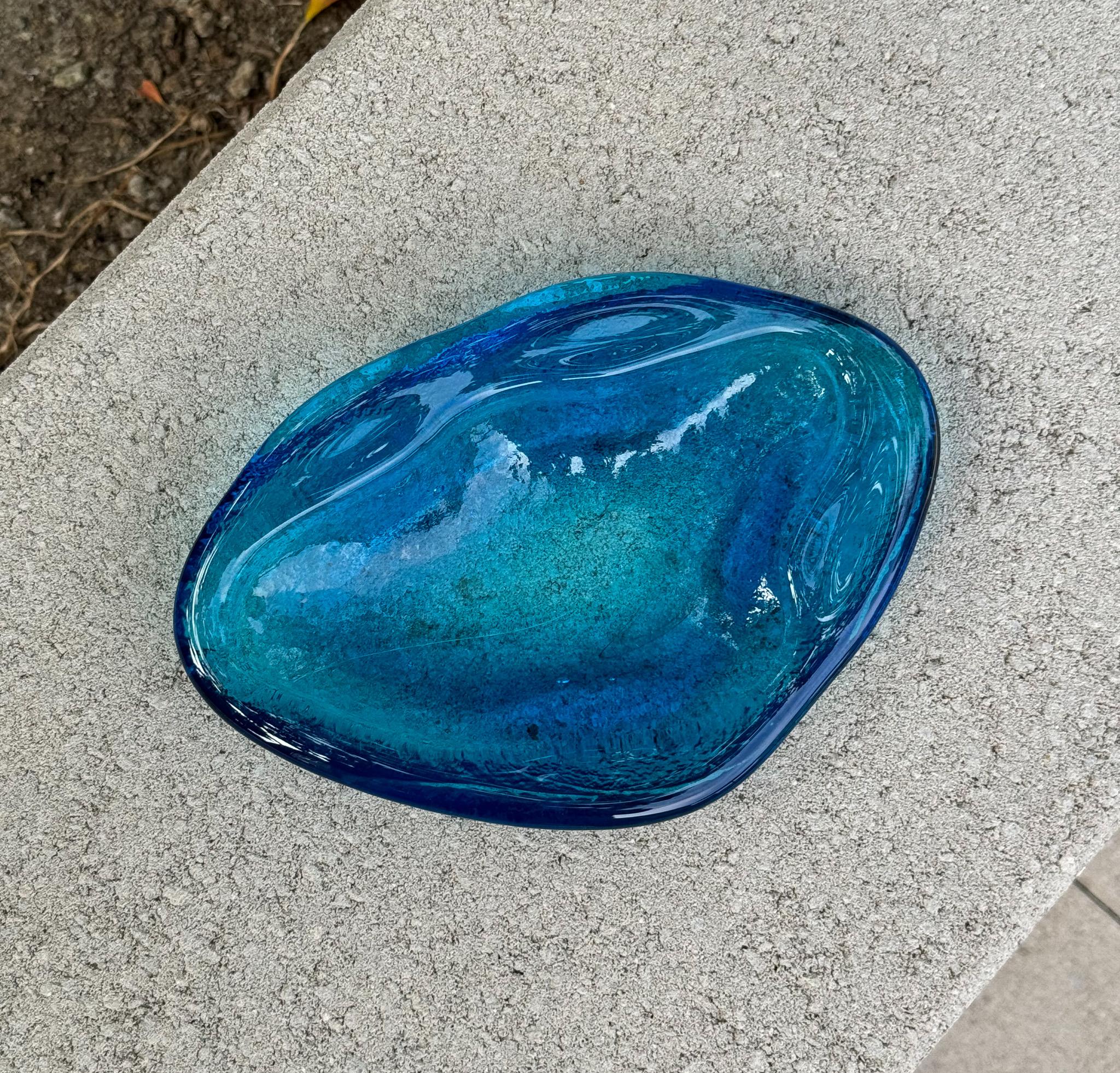 Winslow Anderson Handmade Amoeba Freeform Glass Bowl / Tray for Blenko, c.1965 3