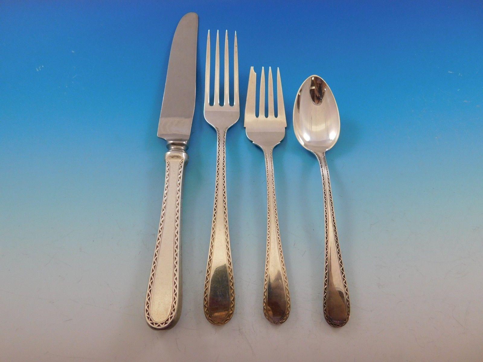Winslow by Kirk Sterling Silver Flatware Set for 12 Service 64 Pieces In Excellent Condition For Sale In Big Bend, WI