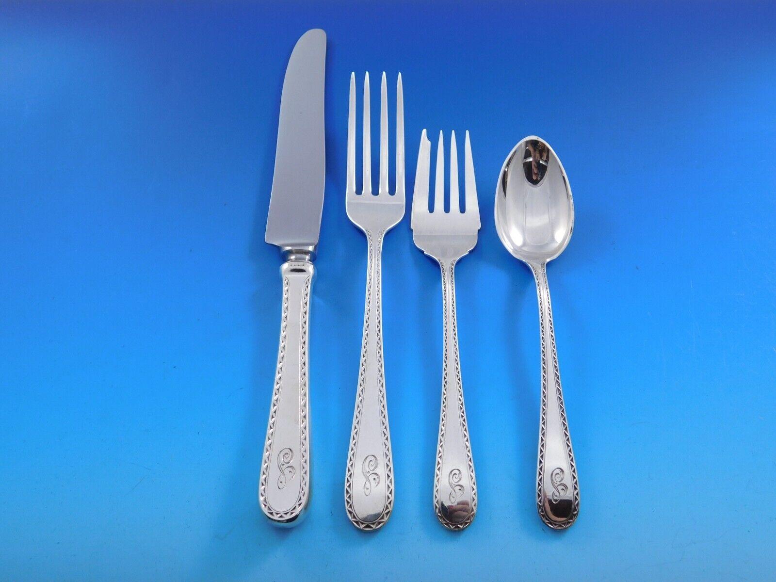 Winslow by Kirk Sterling Silver Flatware Set for 8 Service 51 pieces Monogram S In Excellent Condition For Sale In Big Bend, WI
