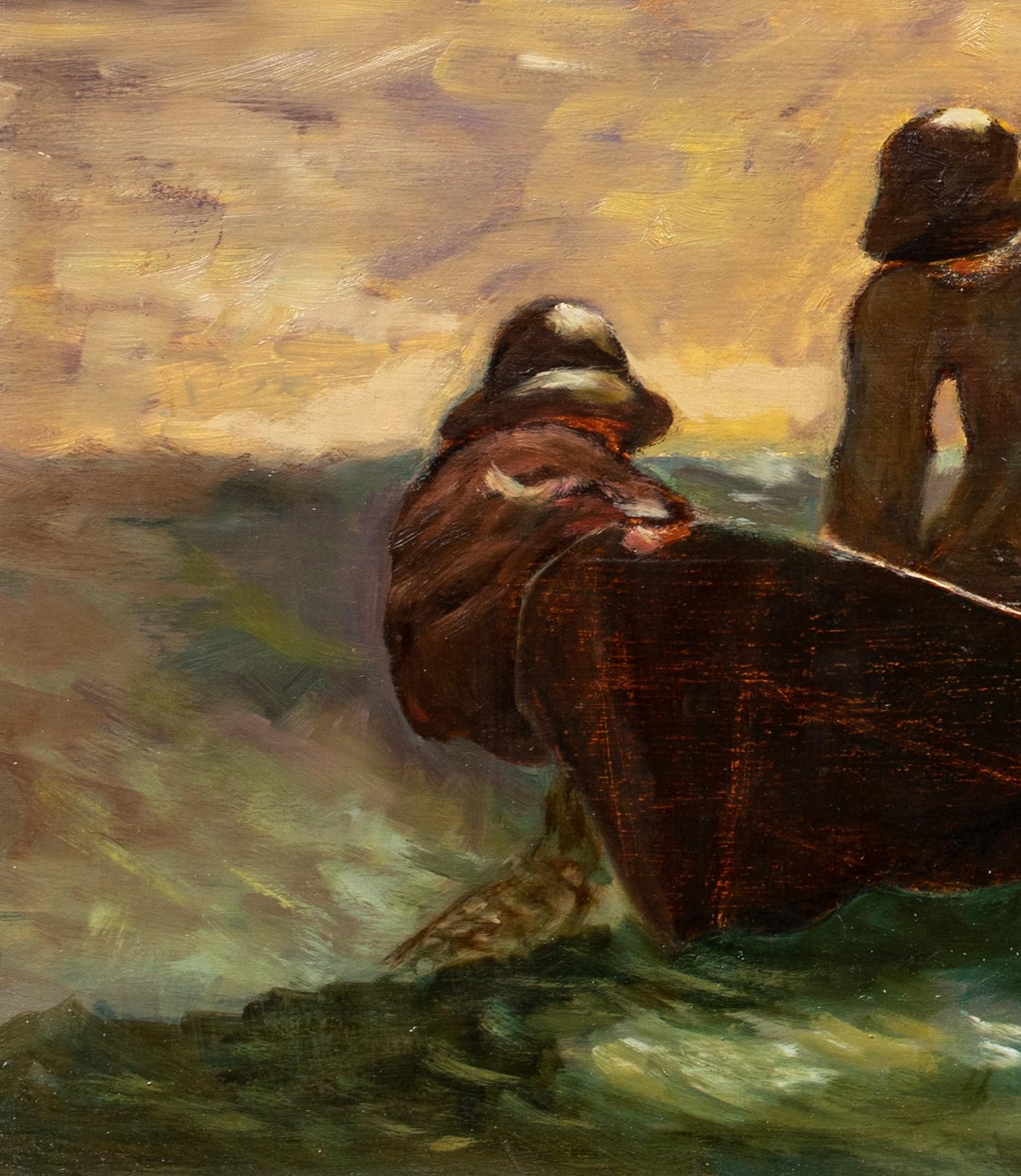 The Herring Net, circa 1900 - Brown Portrait Painting by Winslow Homer