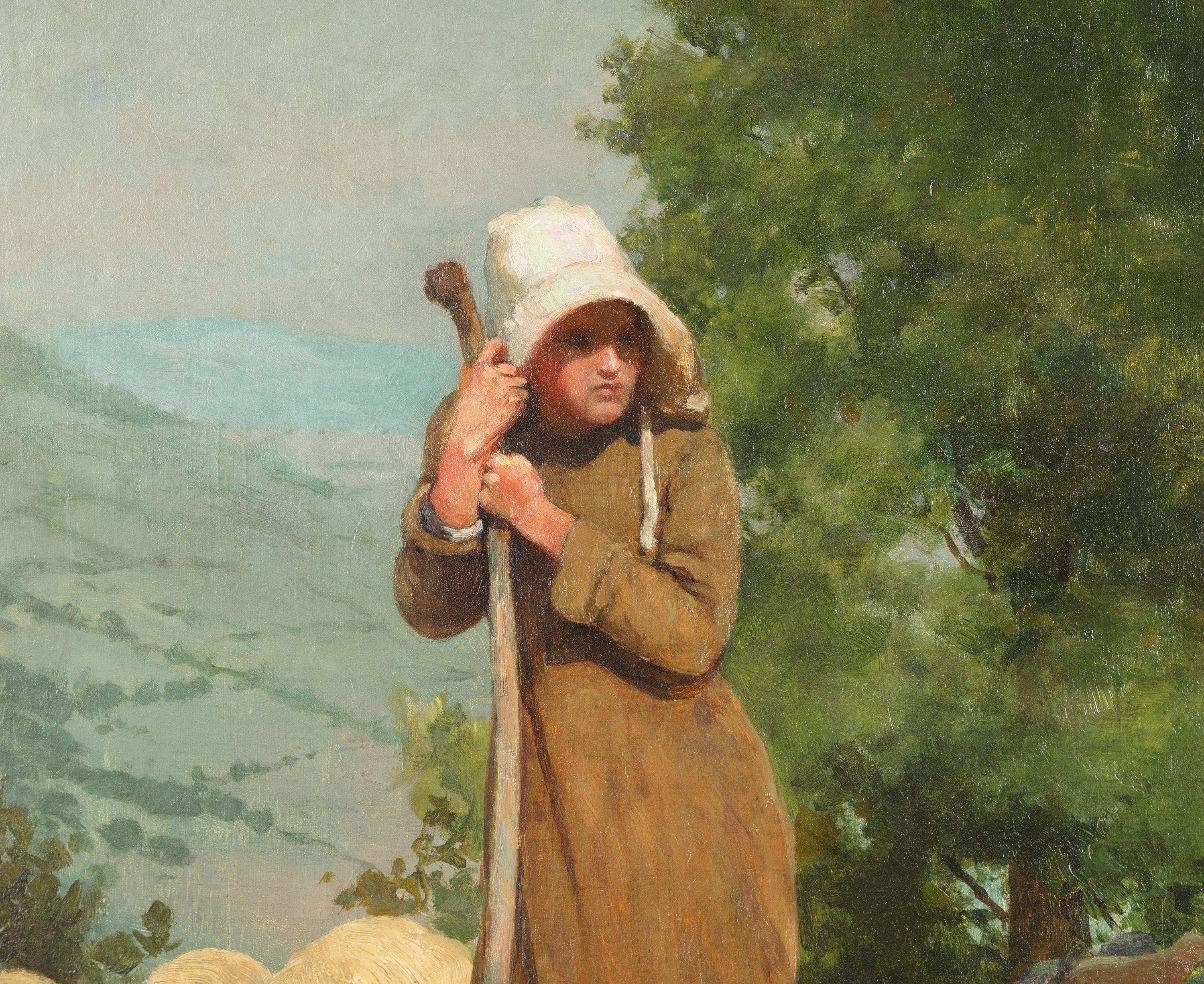 The Shepherdess - Painting by Winslow Homer