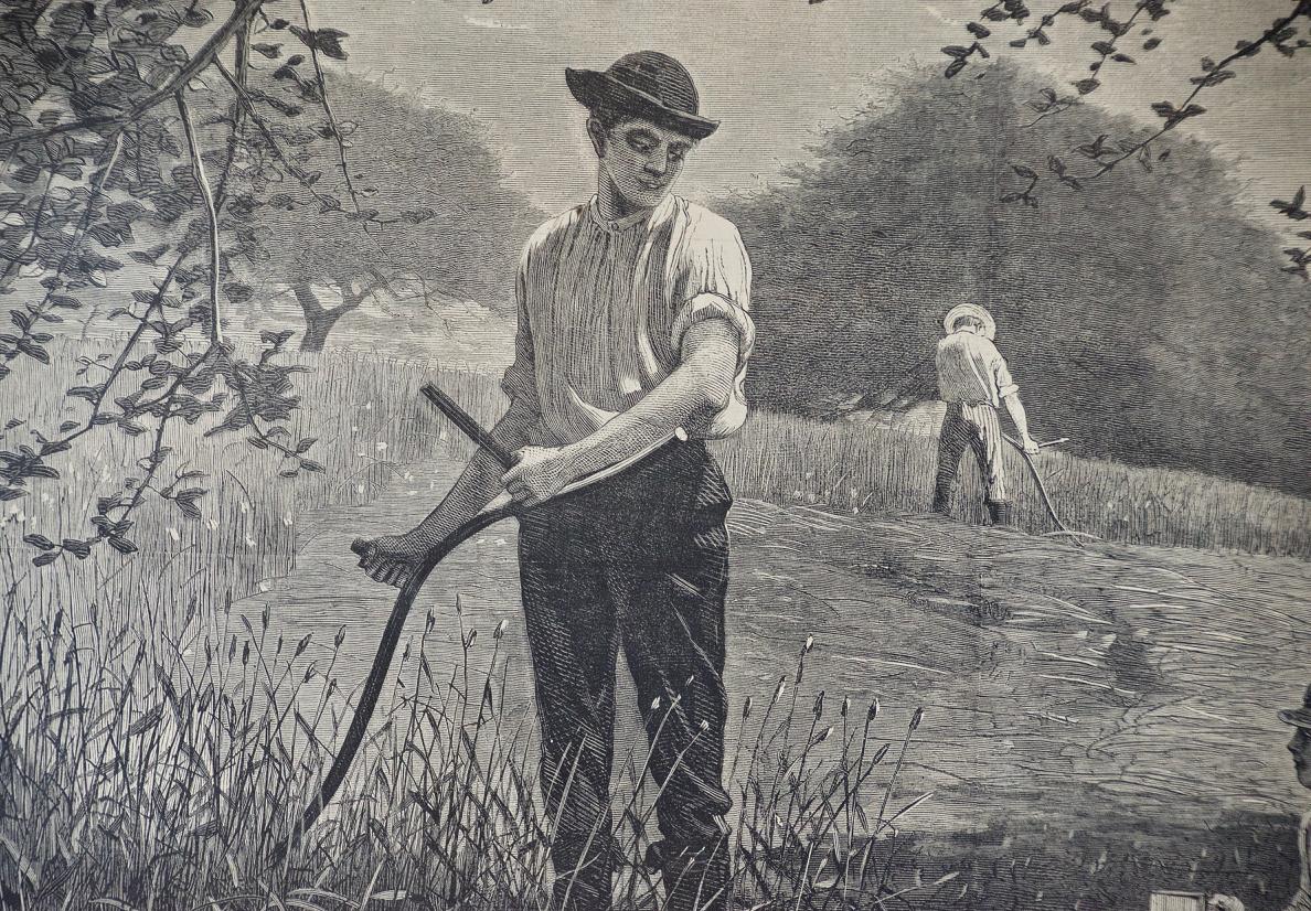 Gravure sur bois du 19ème siècle de Winslow Homer intitulée « Making Hay » (Fabriqué la faïence). en vente 2