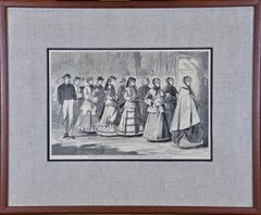 Antique Winslow Homer 19th Century Woodcut Engraving "The Morning Walk"
