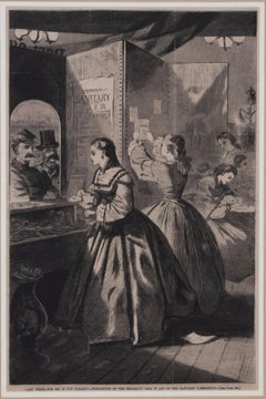 Guerra civile, Ufficio postale, Donne eleganti, incisione su legno, 1864