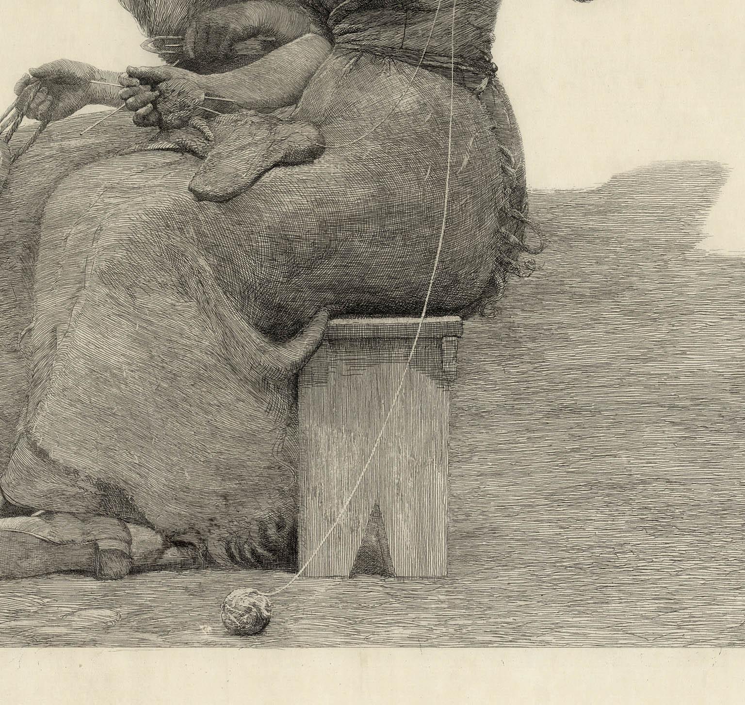 Mending the Tears - Beige Figurative Print by Winslow Homer