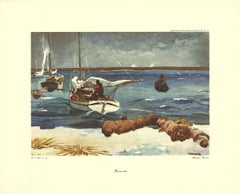 After Winslow Homer-Bermuda-15" x 18.5"-Poster-1947-Realism-Brown, Blue