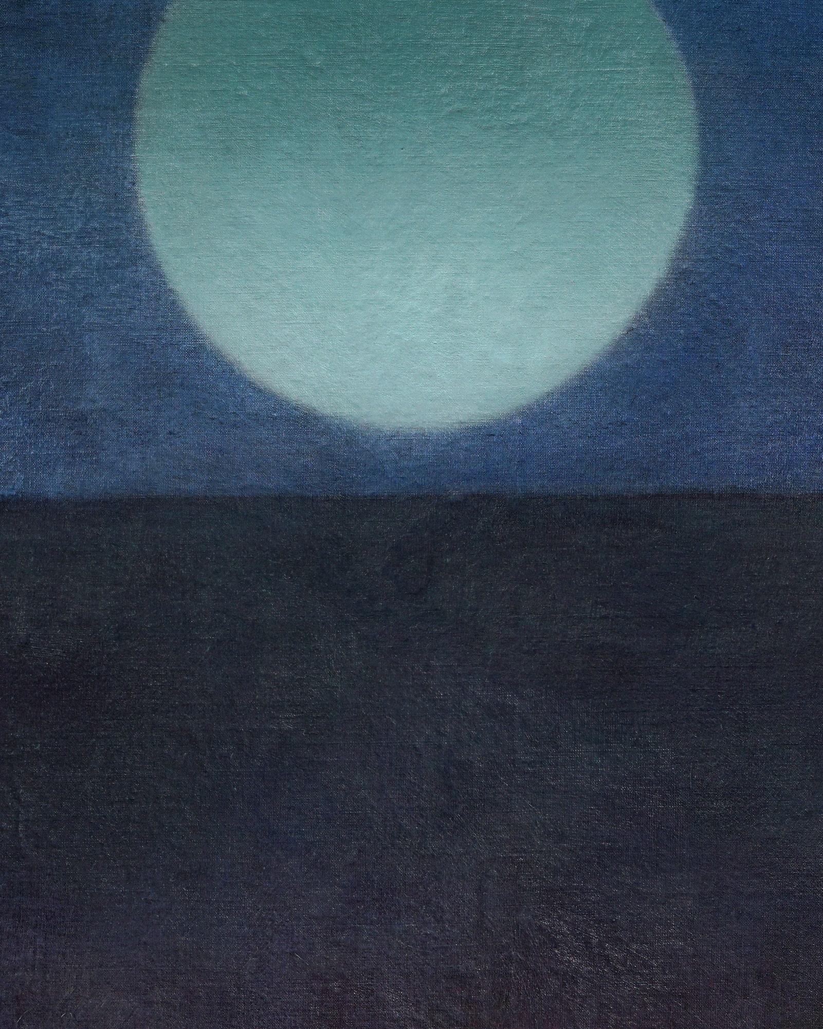 Beheld at the Last Stopinder - Gelassenes minimalistisches abstraktes Ölgemälde (Minimalistisch), Painting, von Winston Chmielinski