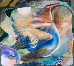 Levántate y suéltate - Pintura al óleo abstracta con figuras de colores