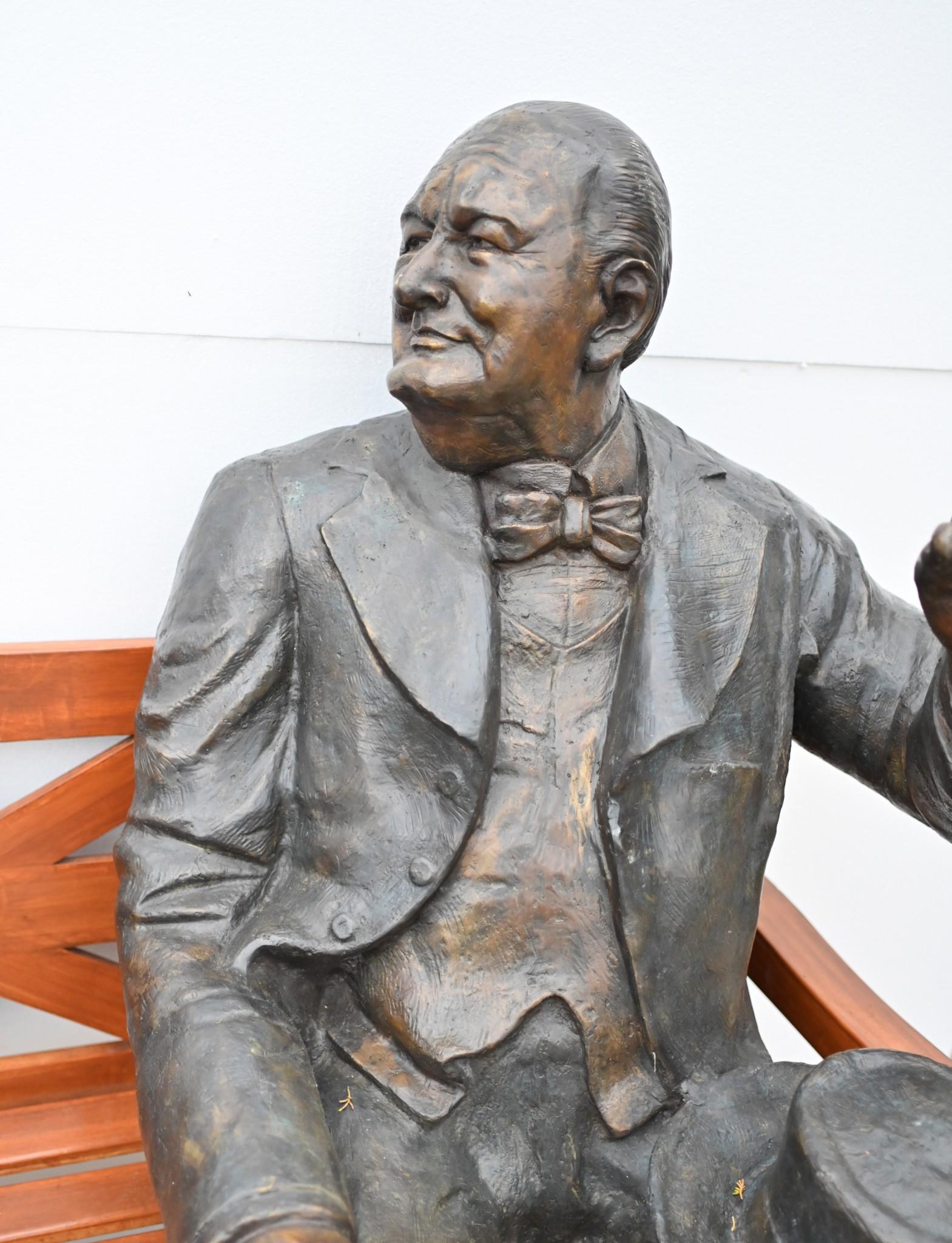 Winston Churchill Bench Bronze Statue Garden Casting Seat British PM For Sale 6