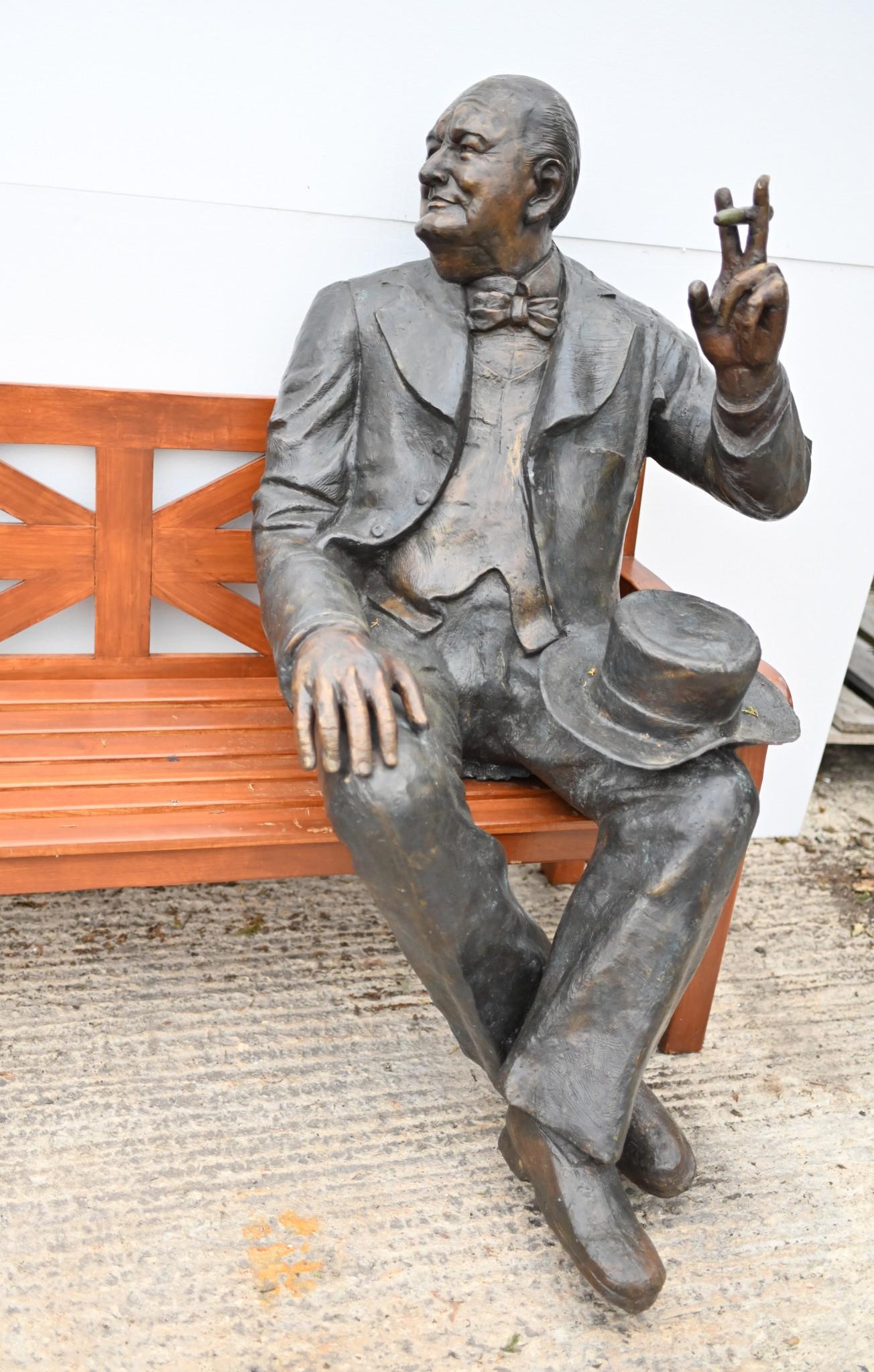 Winston Churchill Bench Bronze Statue Garden Casting Seat British PM For Sale 7