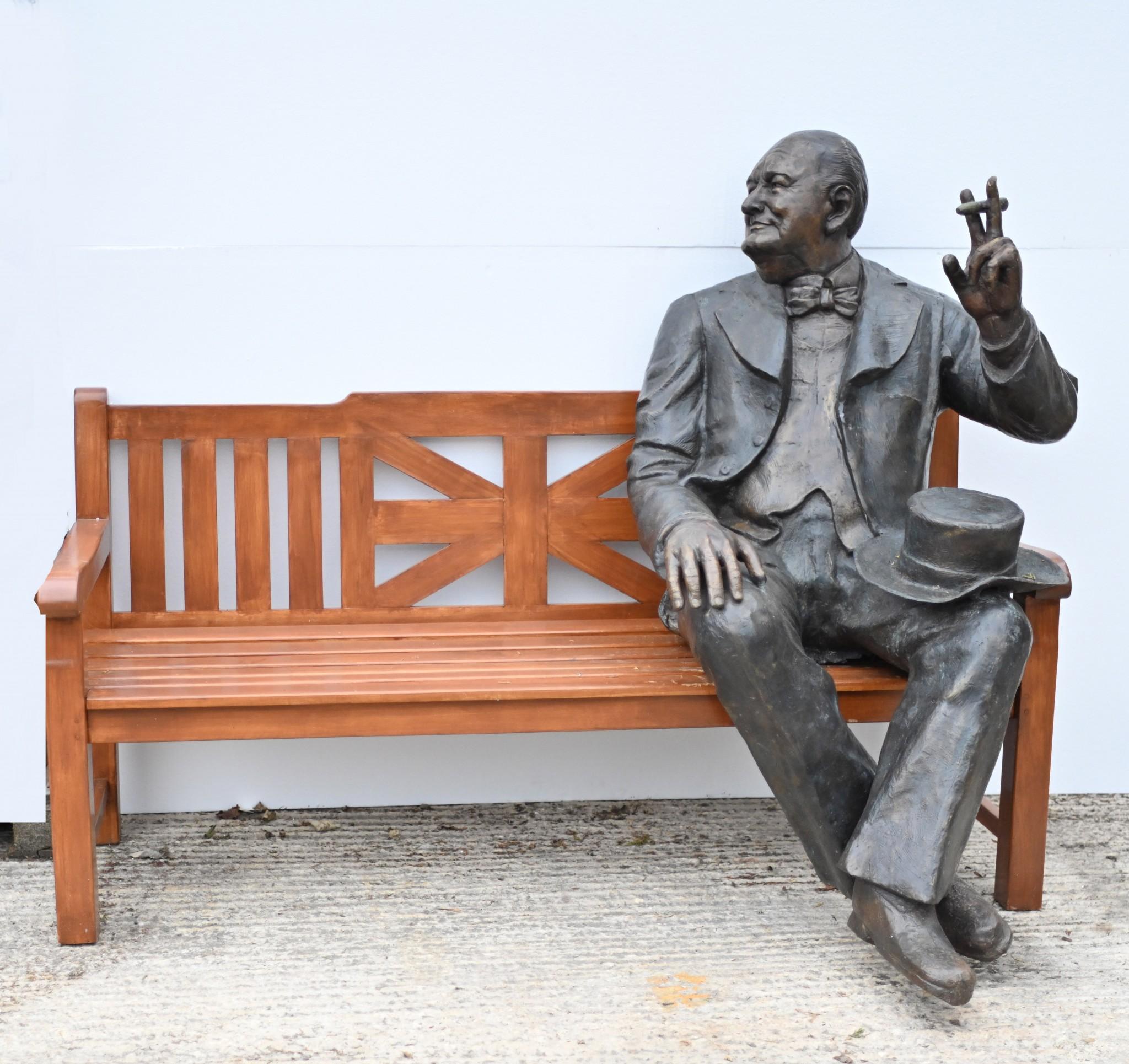 Winston Churchill Bench Bronze Statue Garden Casting Seat British PM For Sale 9
