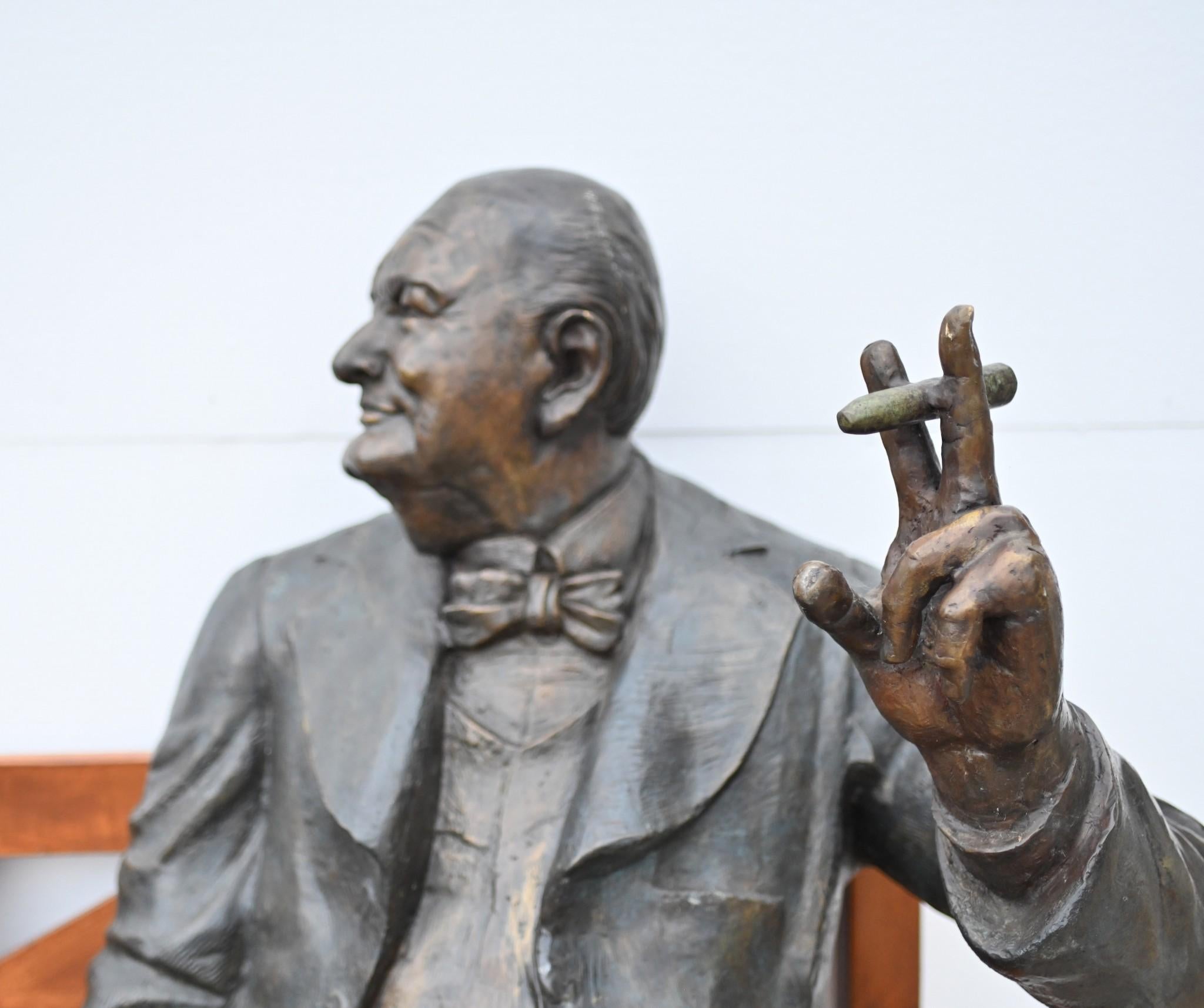Winston Churchill Bench Bronze Statue Garden Casting Seat British PM For Sale 11