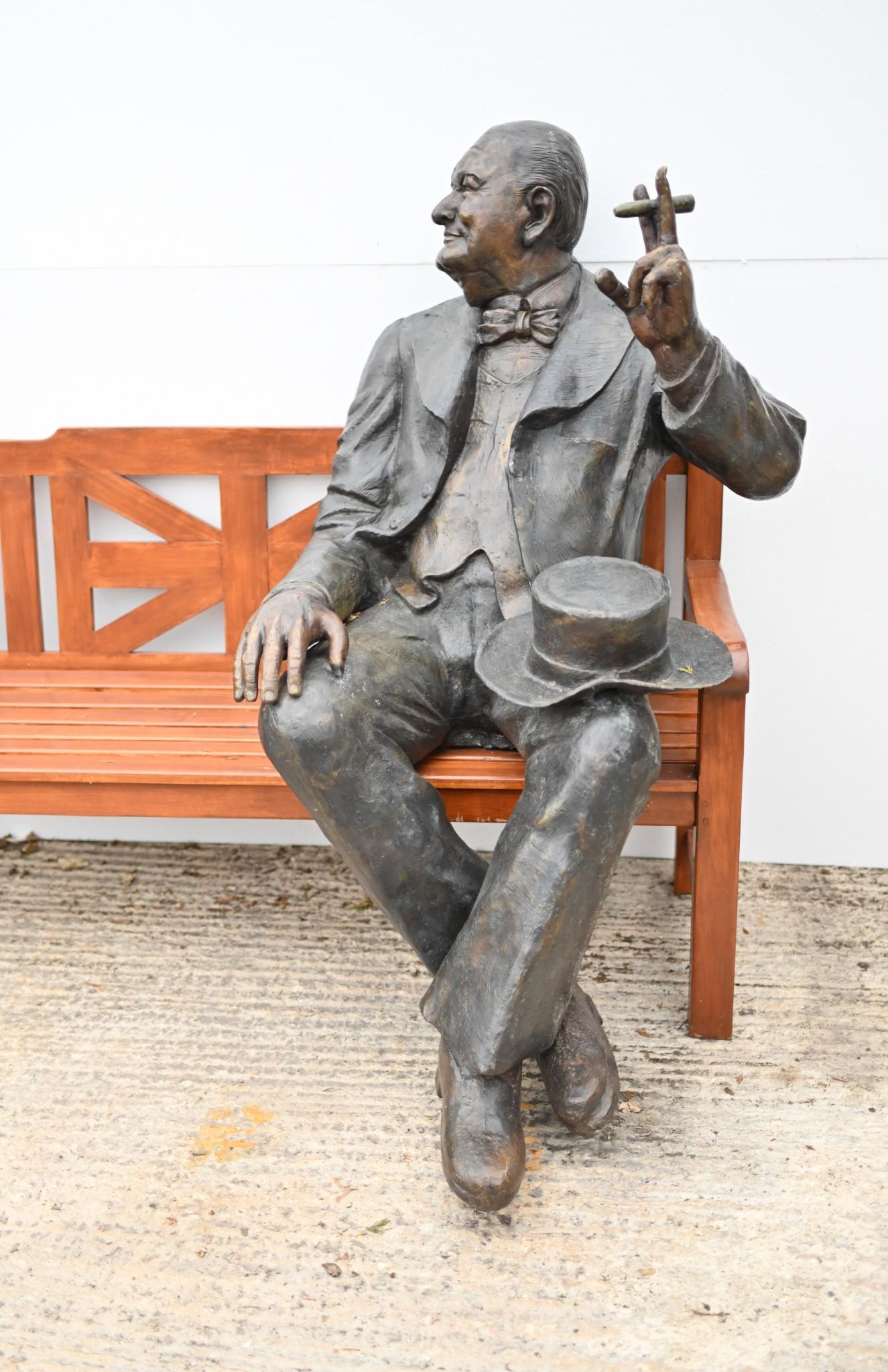 Winston Churchill Bench Bronze Statue Garden Casting Seat British PM For Sale 3