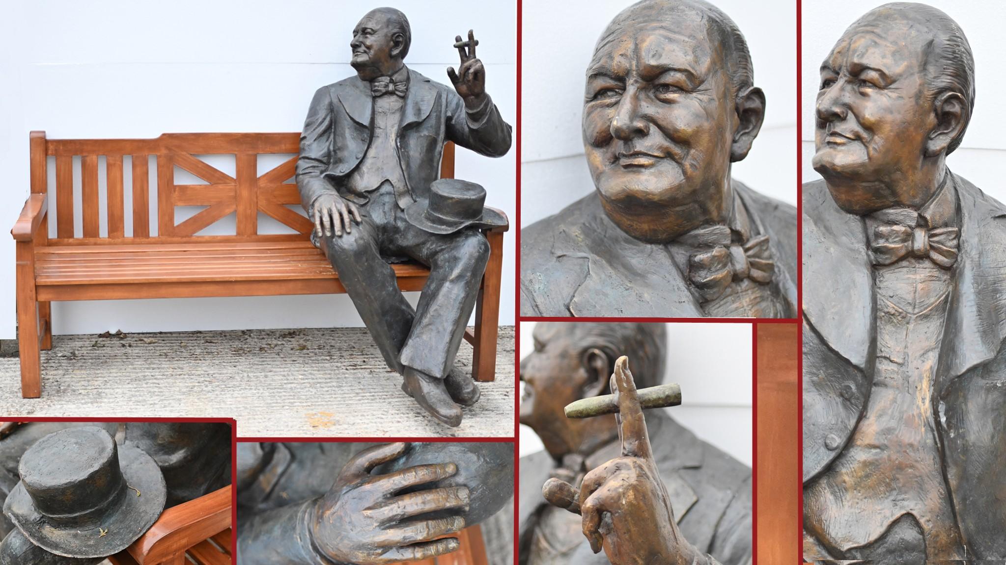 Winston Churchill Bench Bronze Statue Garden Casting Seat British PM For Sale 5
