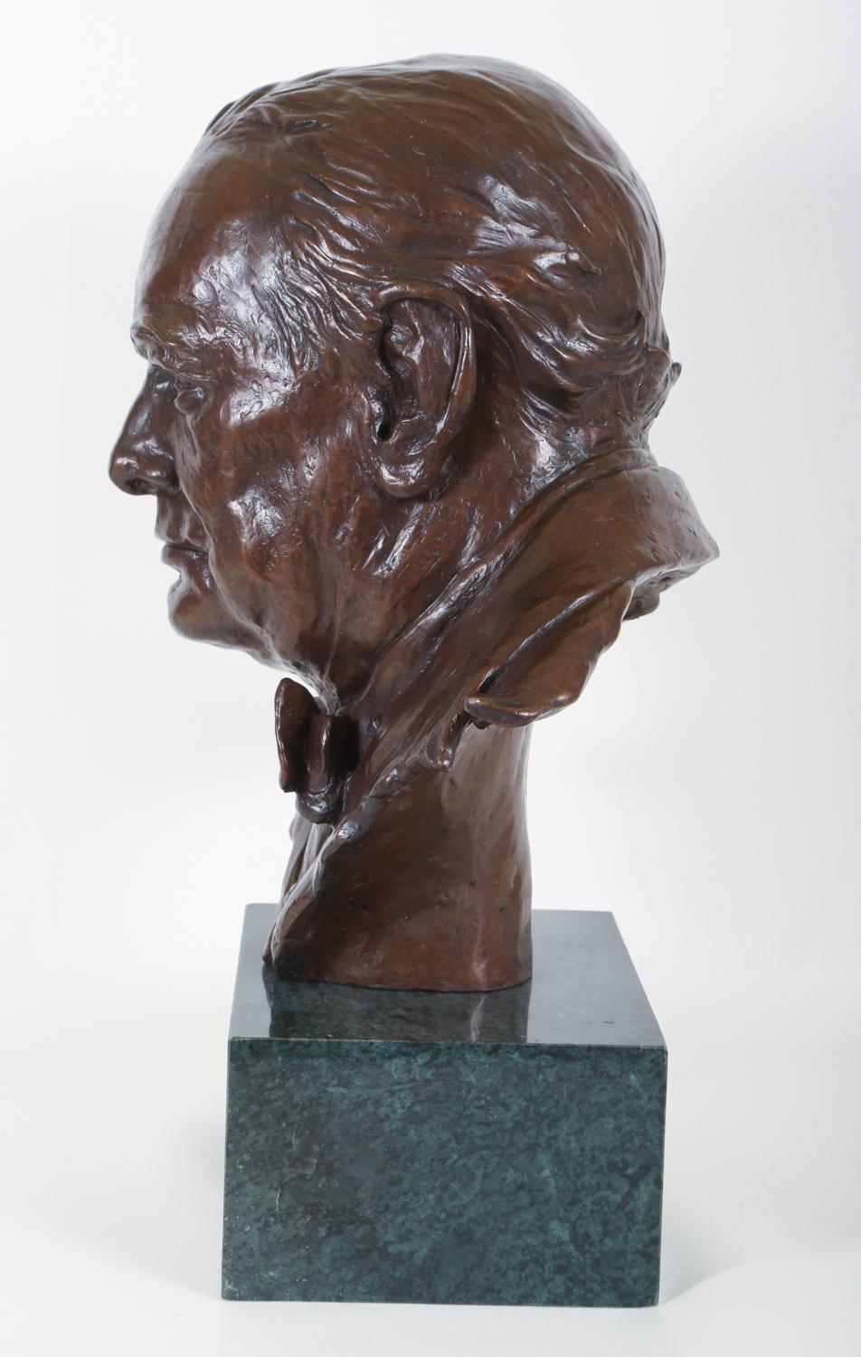 Patinated Winston Churchill Bronze Bust Sculpture by Earline Heath King (1913-2011)